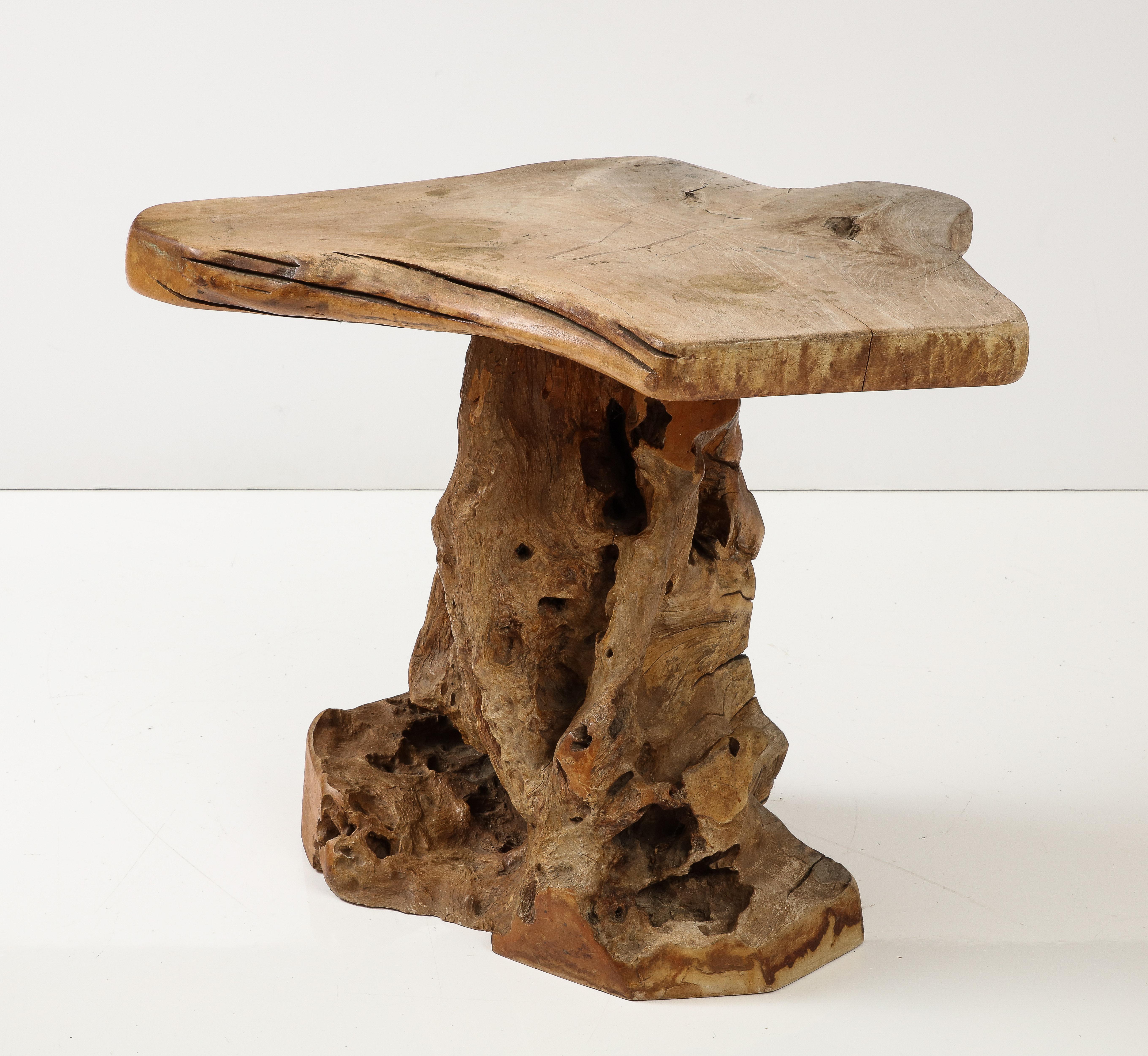 Brutalist Wabi Sabi Modern Tree Trunkroot Pedestal Table, France, circa 1950 In Good Condition For Sale In Brooklyn, NY
