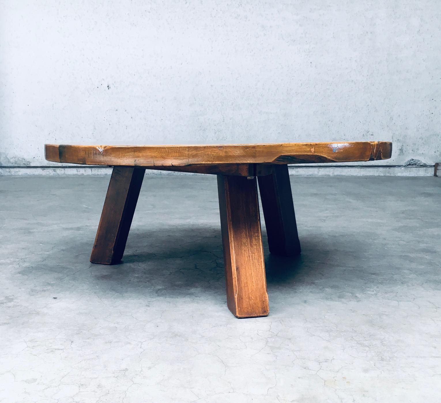 Brutalist Wabi Sabi Oak Coffee Table, 1960s, France 13