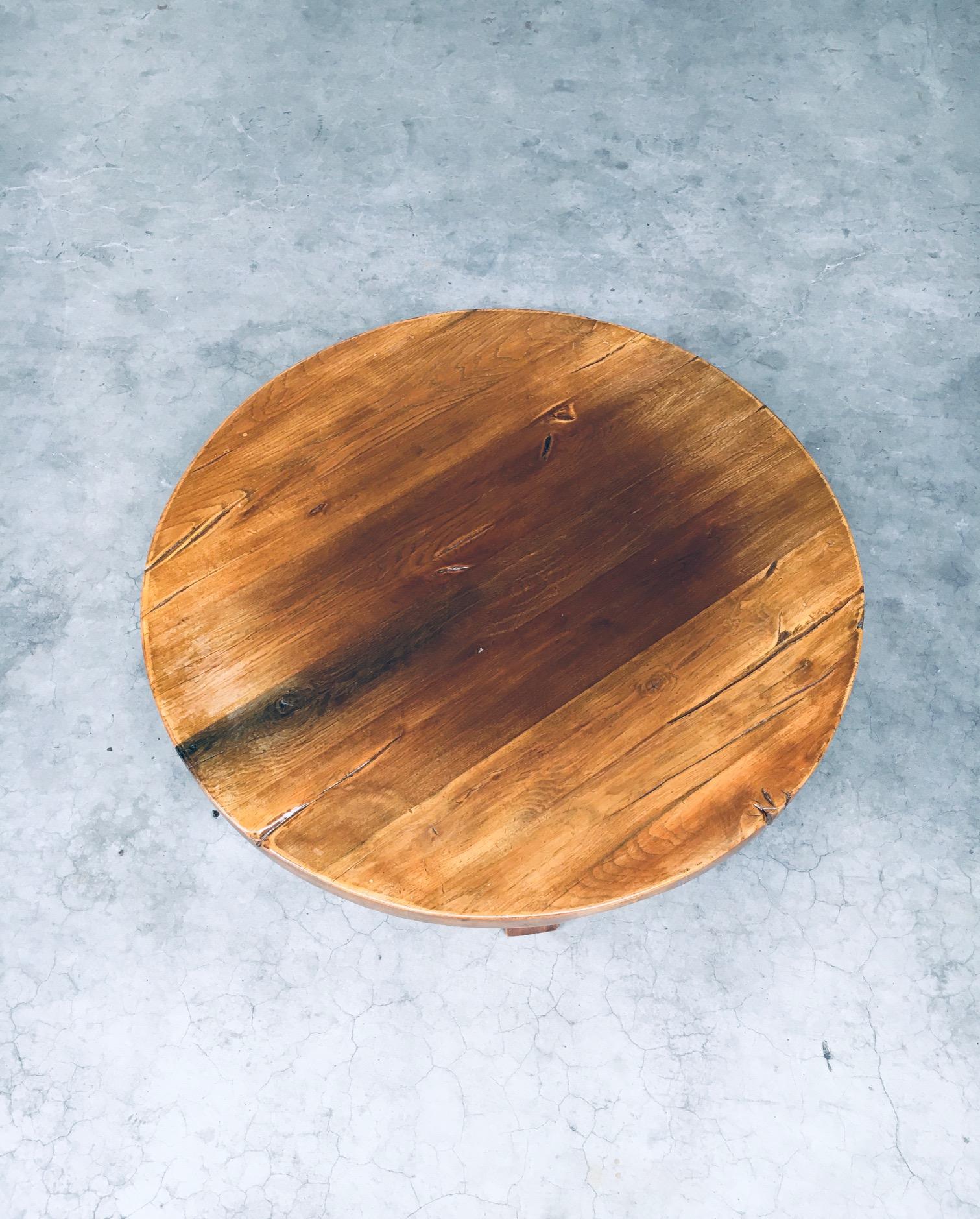 Brutalist Wabi Sabi Oak Coffee Table, 1960s, France 15