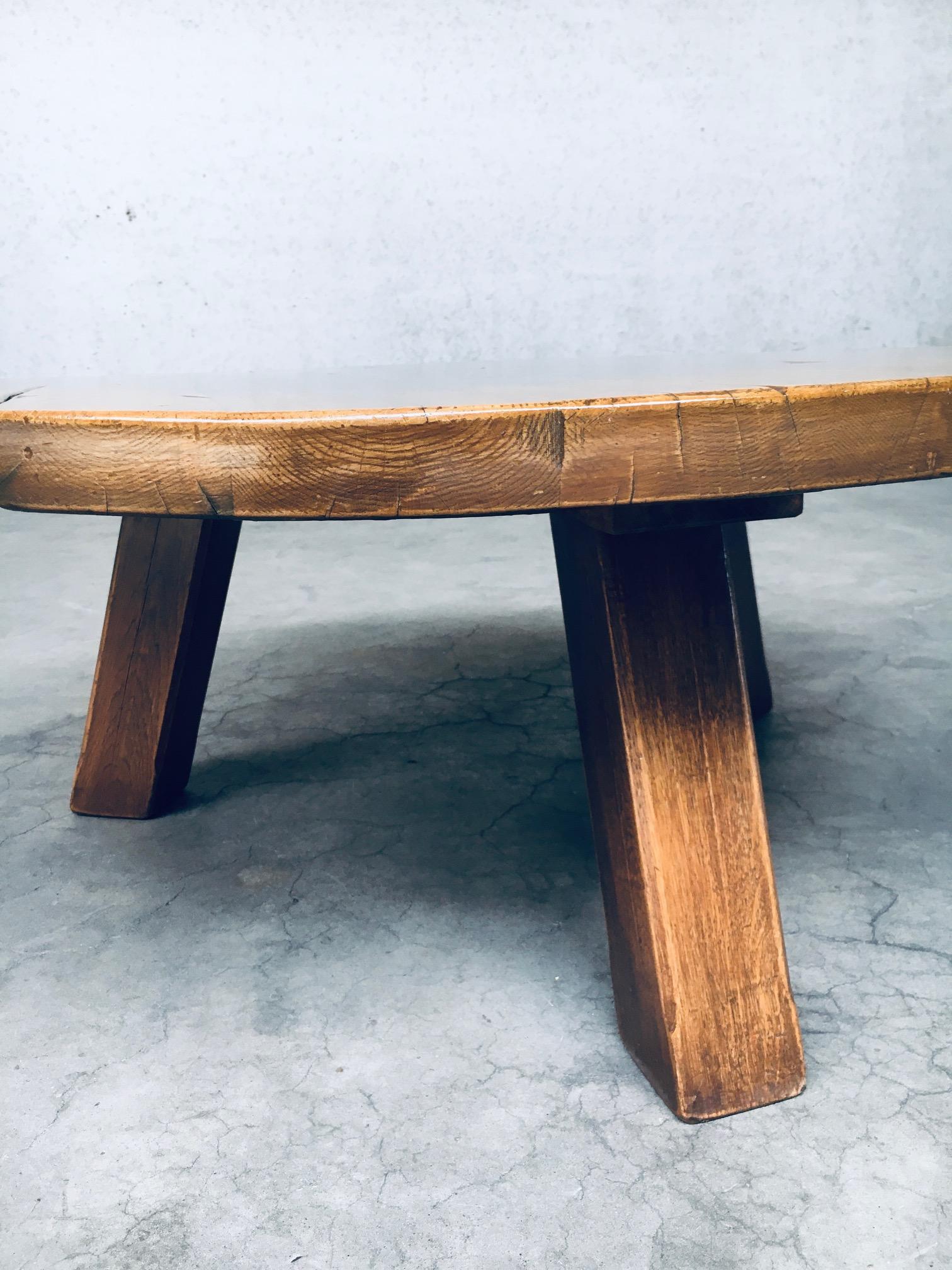 Brutalist Wabi Sabi Oak Coffee Table, 1960s, France 4