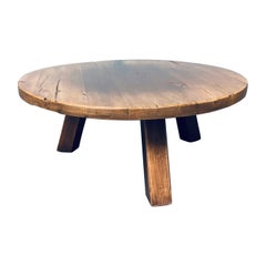 Brutalist Wabi Sabi Oak Coffee Table, 1960s, France