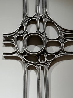 Brutalist wall art, casted from alumium, 1970s