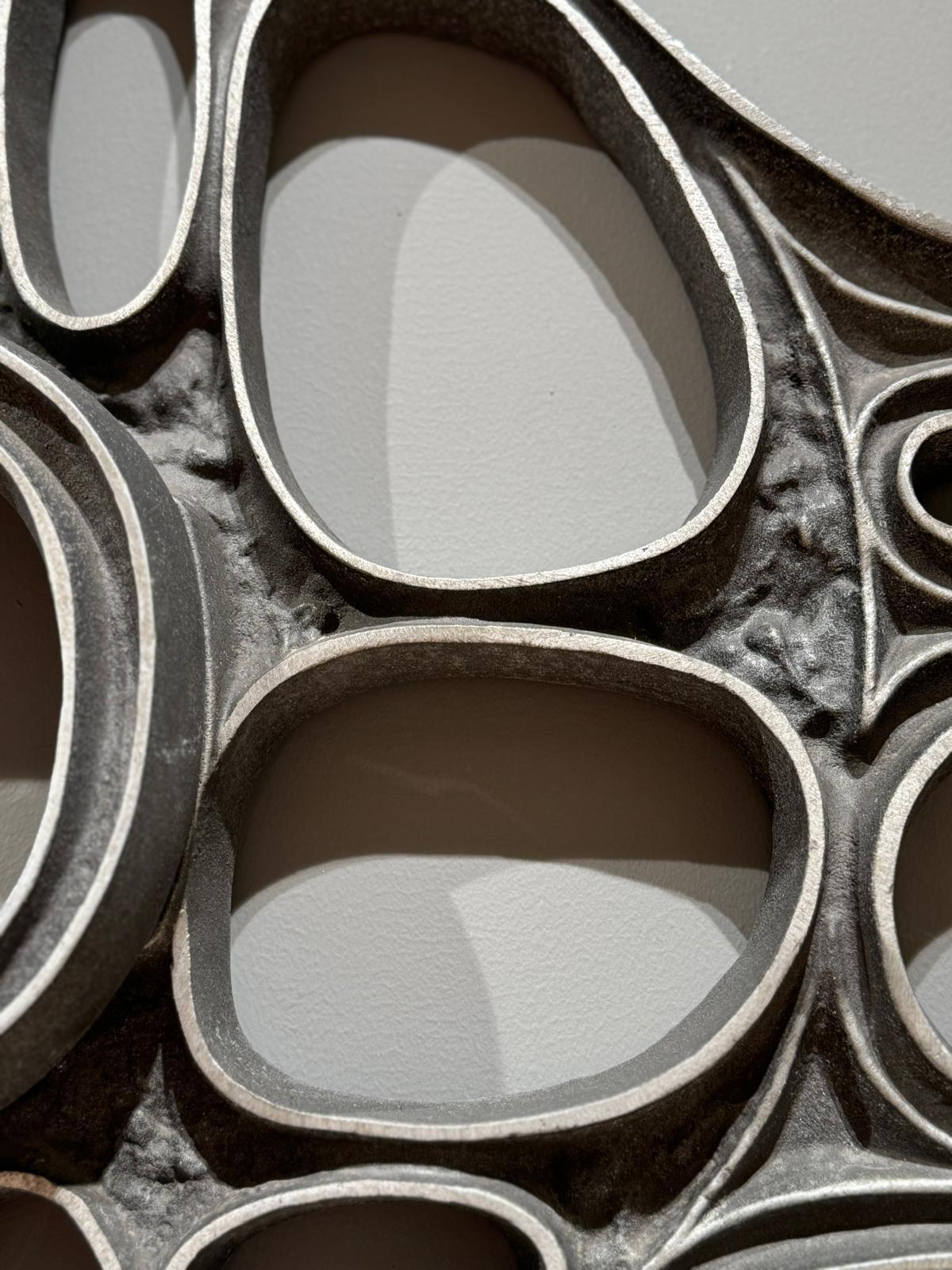 Aluminum Brutalist wall art, casted from alumium, 1970s For Sale