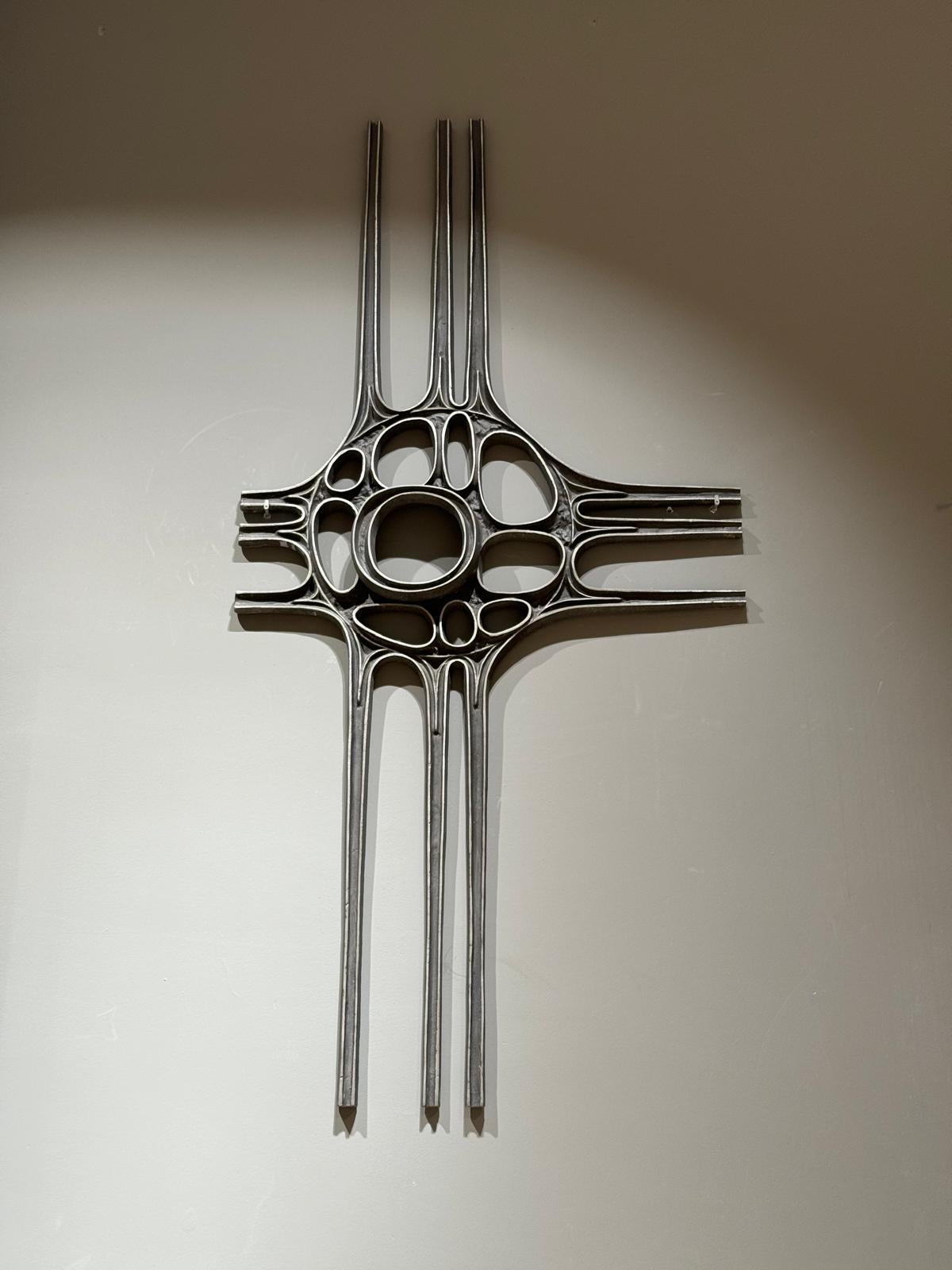 Brutalist wall art, casted from alumium, 1970s For Sale 1