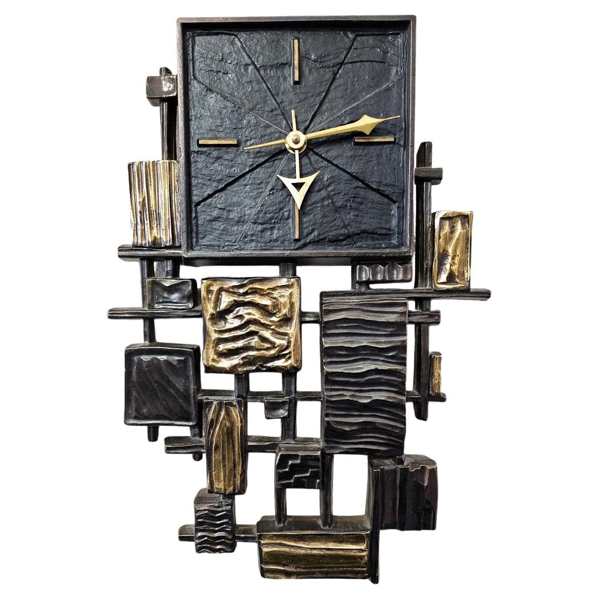 Brutalist Wall Clock by Syroco - vintage, mid-century modern