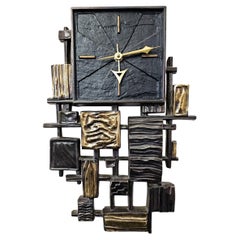 Brutalist Wall Clock by Syroco - vintage, mid-century modern