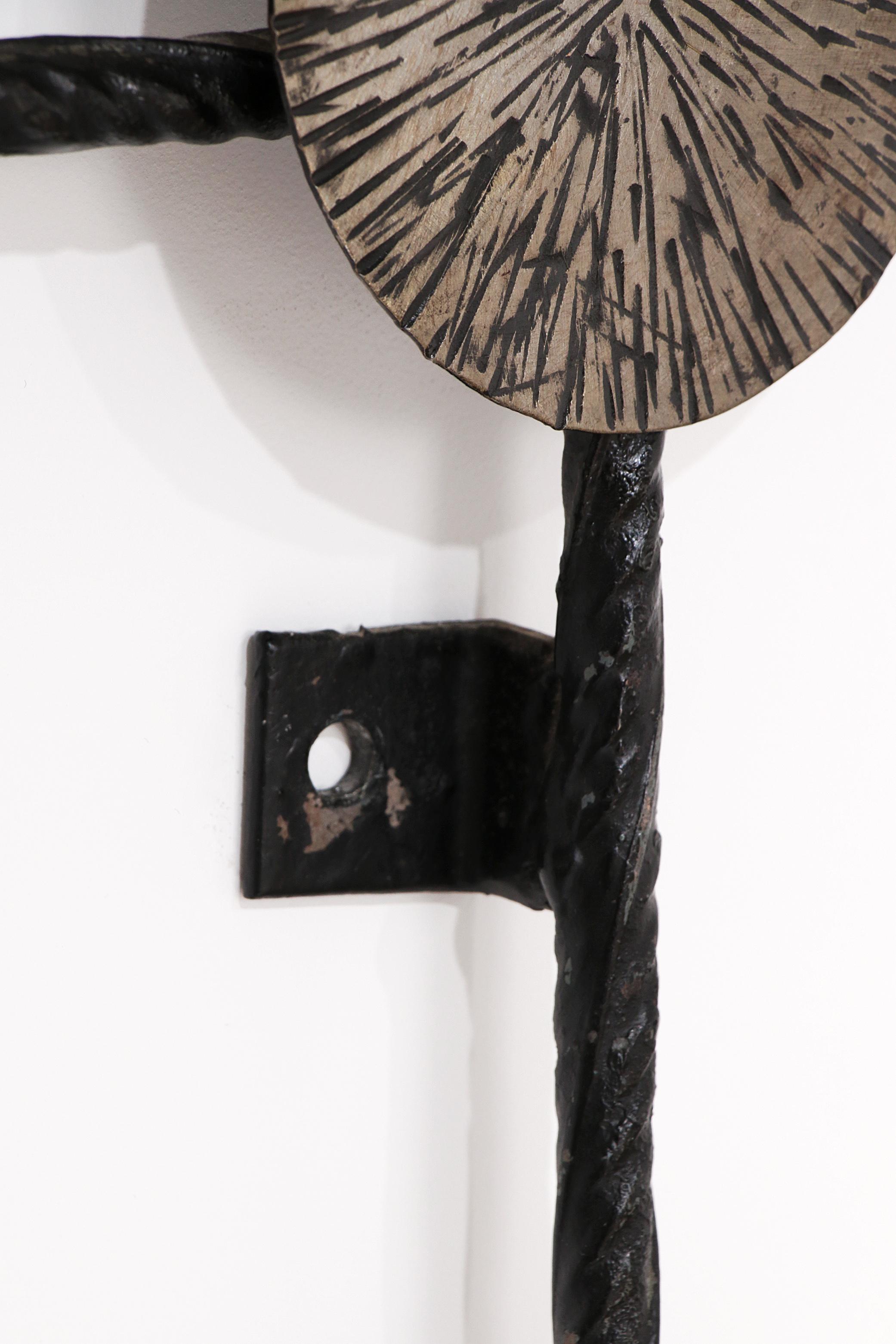 Brutalist wall coat rack with 12 hooks made of metal, 1970 6