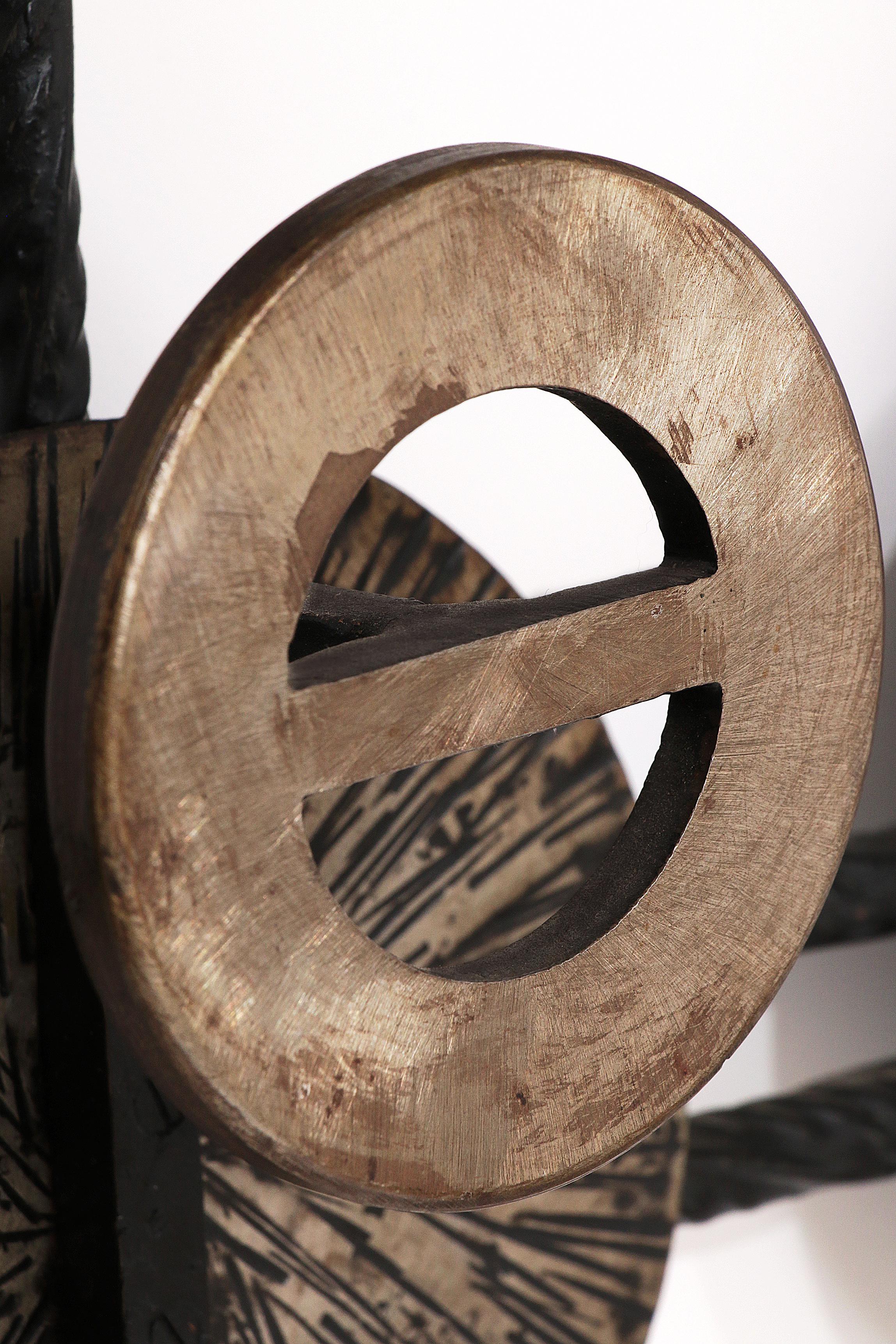Brutalist wall coat rack with 12 hooks made of metal, 1970 7