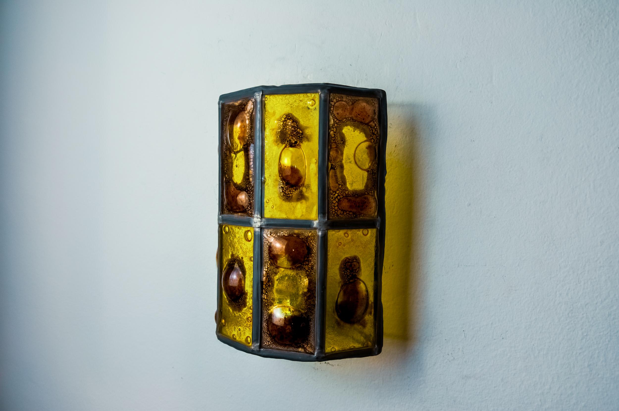 Hollywood Regency Applique brutaliste de Felipe Derflingher pour Feders, en verre soufflé, 1960, Mexique en vente