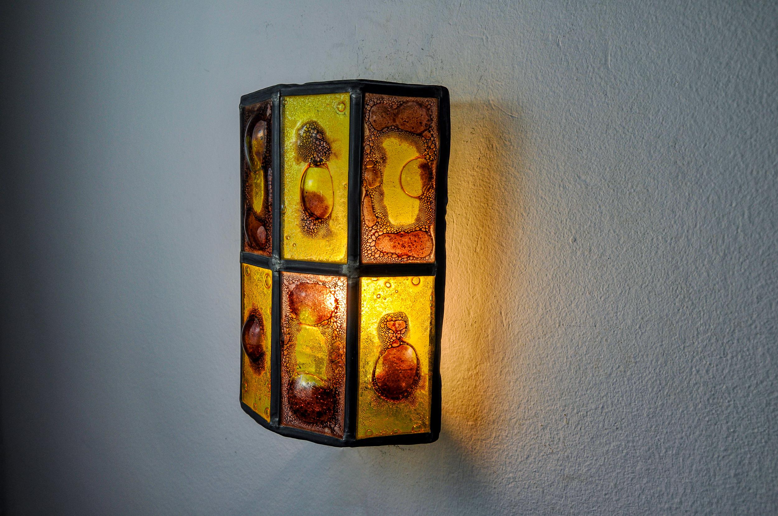Applique brutaliste de Felipe Derflingher pour Feders, en verre soufflé, 1960, Mexique Bon état - En vente à BARCELONA, ES