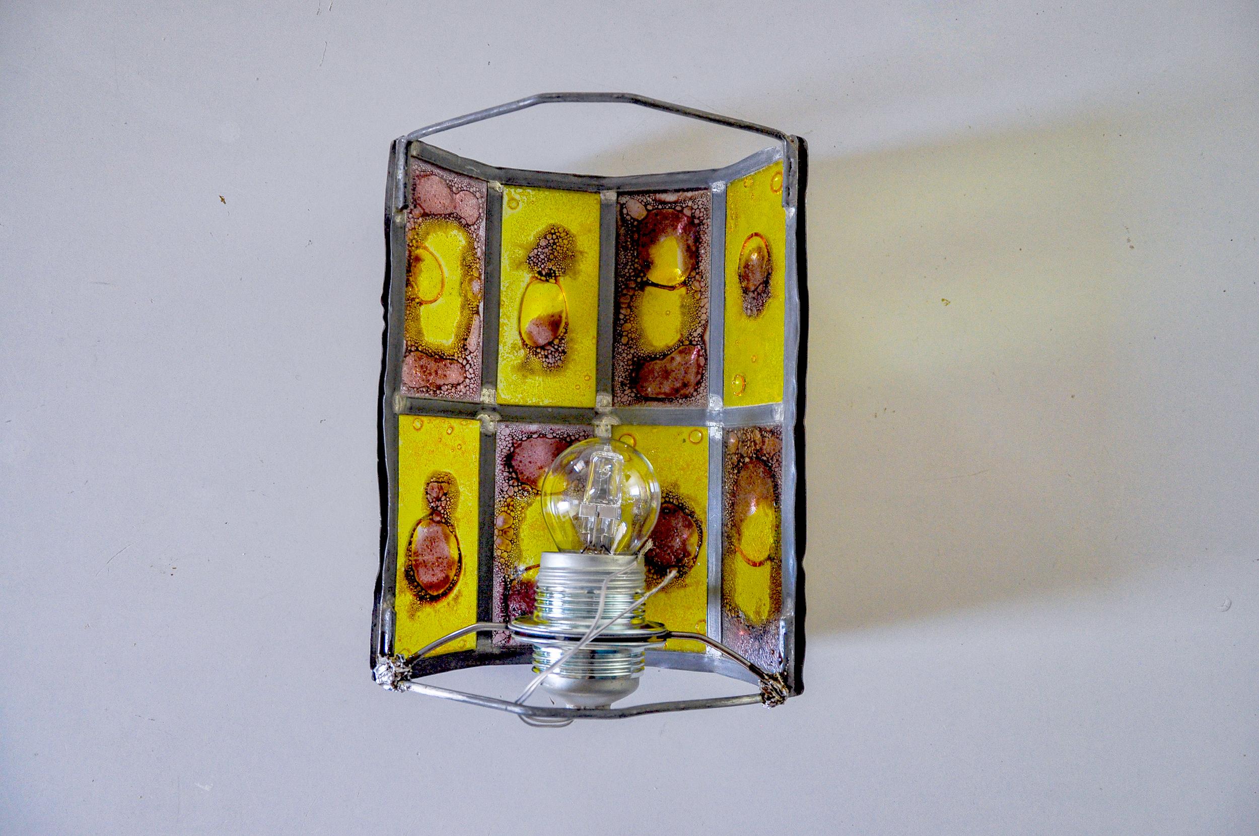 Cristal Applique brutaliste de Felipe Derflingher pour Feders, en verre soufflé, 1960, Mexique en vente