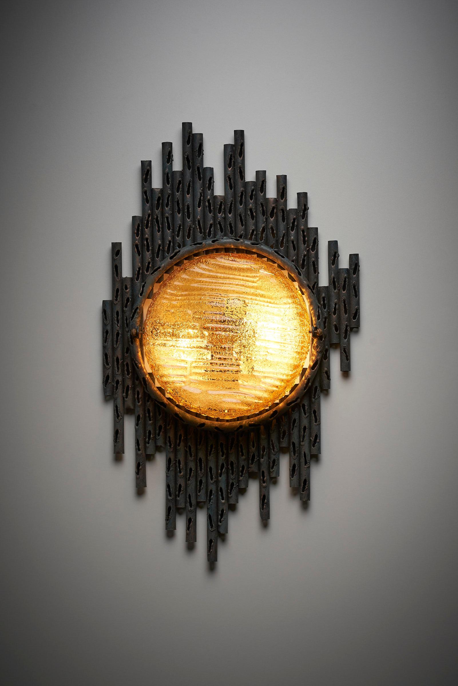 Mid-20th Century Brutalist Wall Lamp by Marcello Fantoni, Italy For Sale