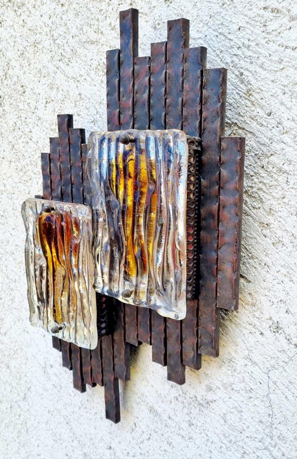 Brutalist Wall Lamp Designed by Adriano Poli for Poliarte, Italy 60s For Sale 4