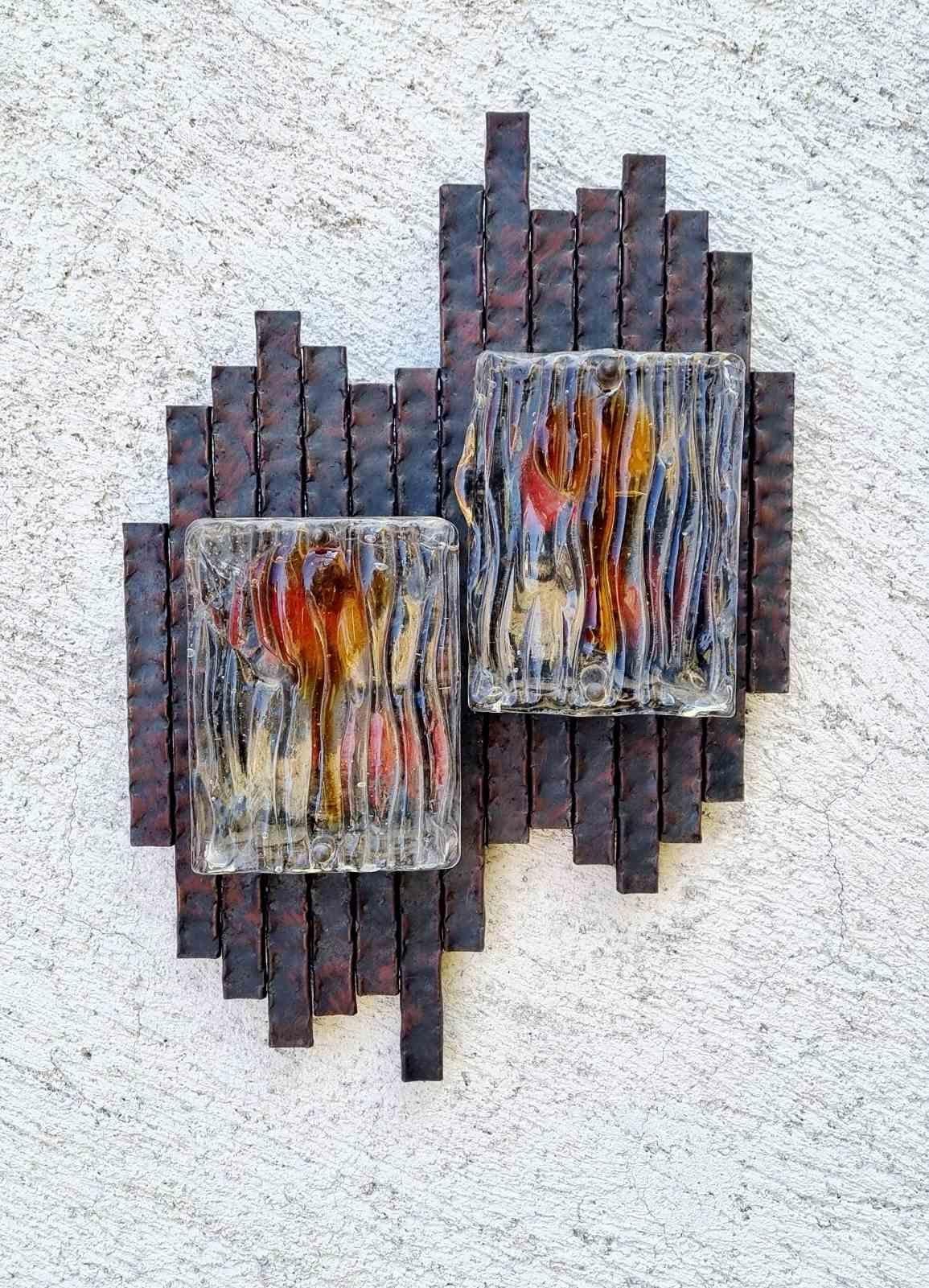 Italian Brutalist Wall Lamp Designed by Adriano Poli for Poliarte, Italy 60s For Sale
