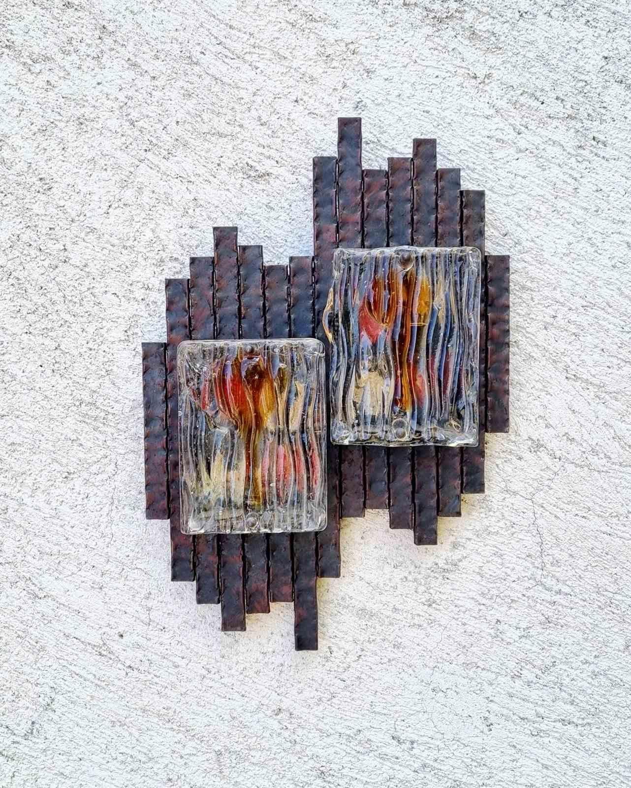 Mid-20th Century Brutalist Wall Lamp Designed by Adriano Poli for Poliarte, Italy 60s For Sale