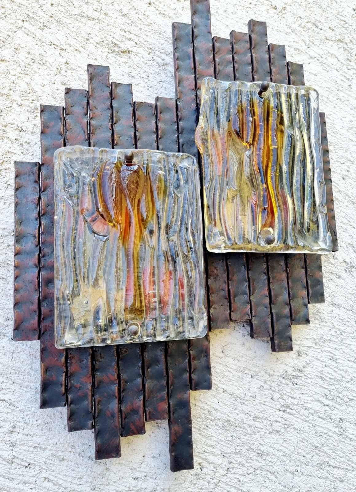 Metal Brutalist Wall Lamp Designed by Adriano Poli for Poliarte, Italy 60s For Sale
