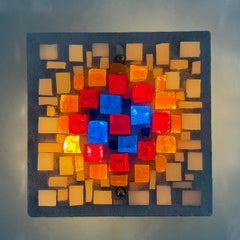 Brutalist wall lamp Glass with resin , 1970s , Germany