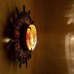 Brutalist Wall Lamp Sun Attributed to Tom Ahlström & Hans Ehrlich, Sweden, 1970s