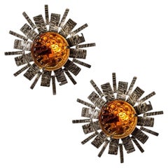 Brutalist Wall Lamp Sun Attributed to Tom Ahlström & Hans Ehrlich, Sweden, 1970s