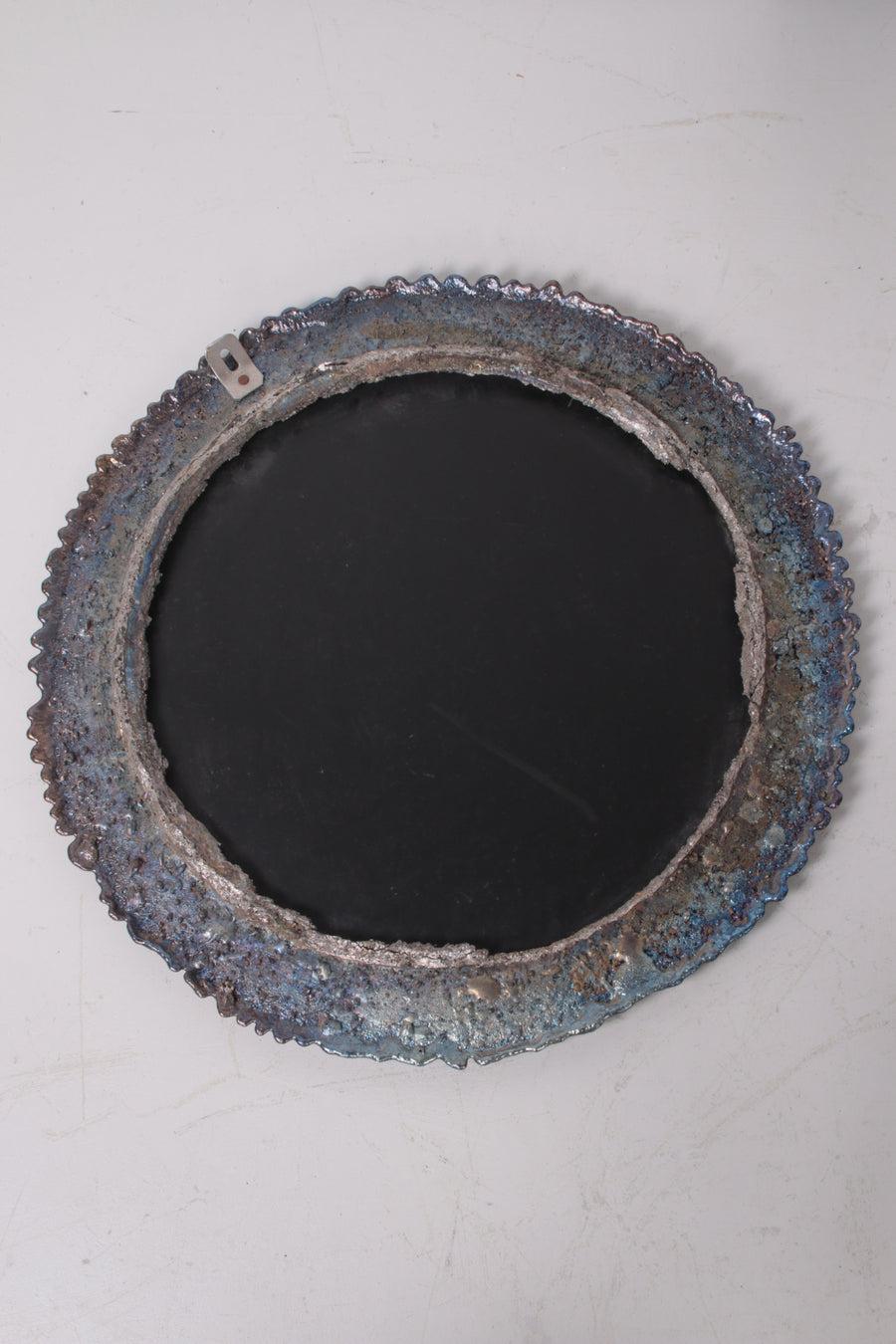 Brutalist Wall Mirror with Glaze on Metal, 1960s In Excellent Condition For Sale In Oostrum-Venray, NL