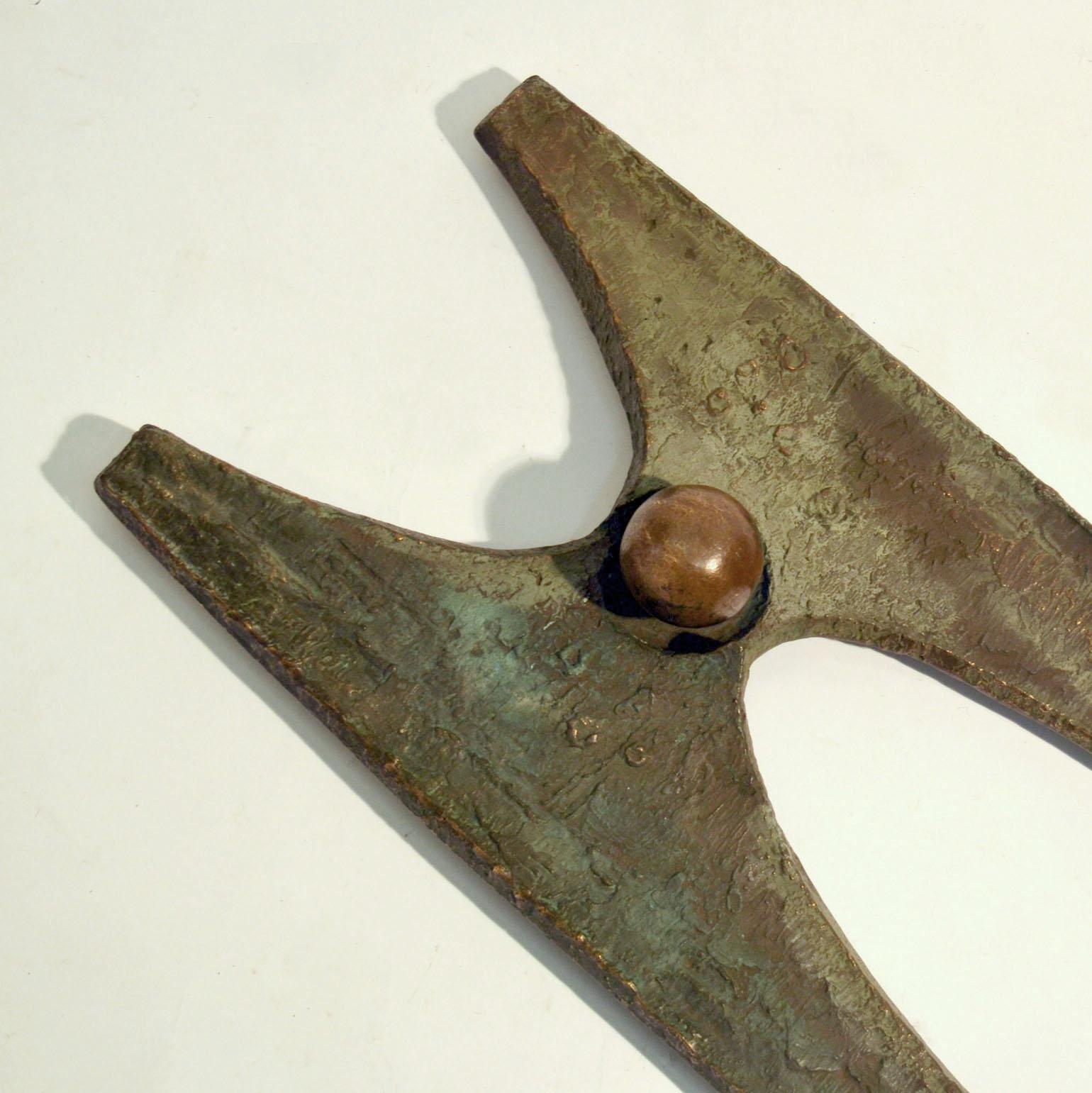 Extra großer brutalistischer Bronze-Türgriff oder Reliefskulptur aus Bronze 3