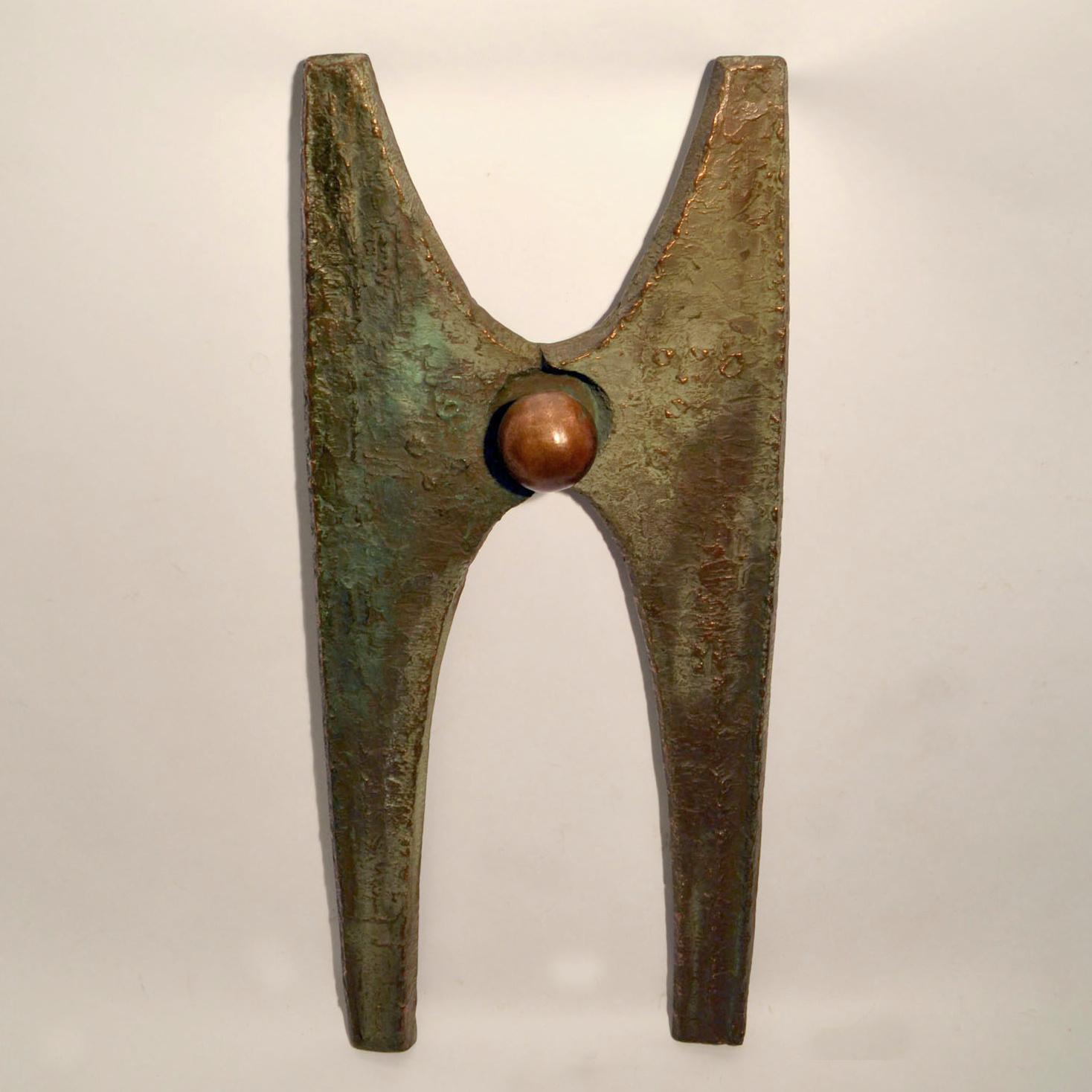 Extra großer brutalistischer Bronze-Türgriff oder Reliefskulptur aus Bronze (Handgefertigt)