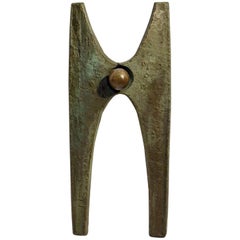 Brutalist Wall-Mounted Bronze Sculpture for Indoor or Outside
