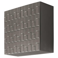 Brutalist Wall-Mounted Cabinet with Graphical Surface and Marble 