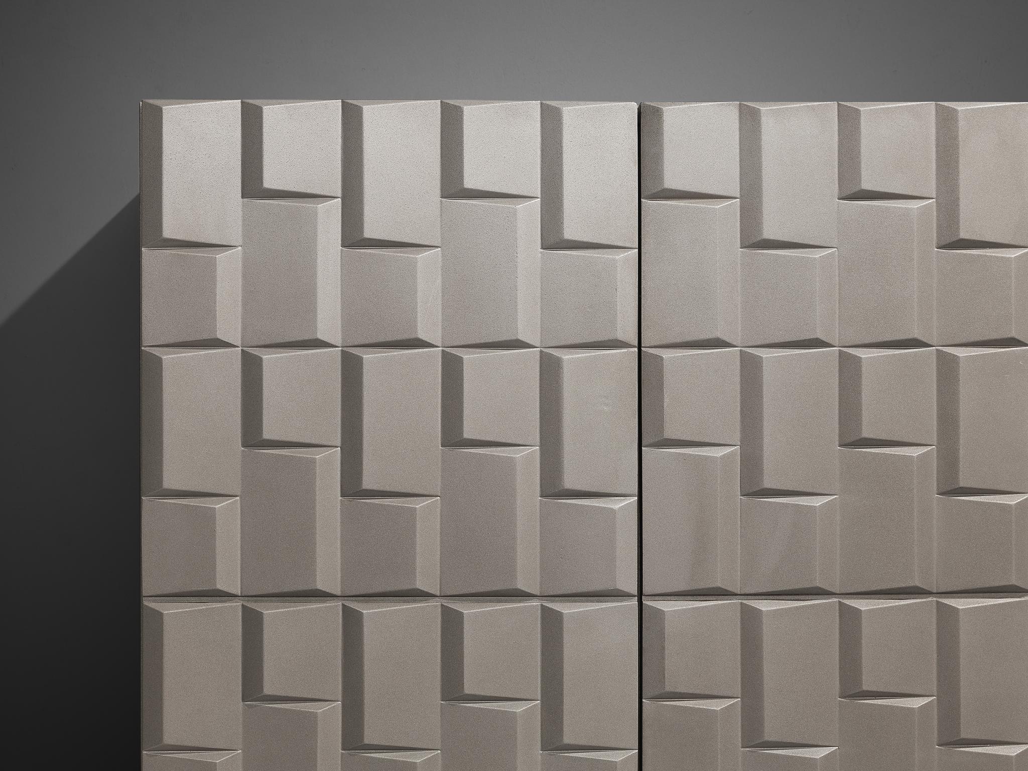 Belgian Brutalist Wall-Mounted Cabinet with Graphical Surface For Sale