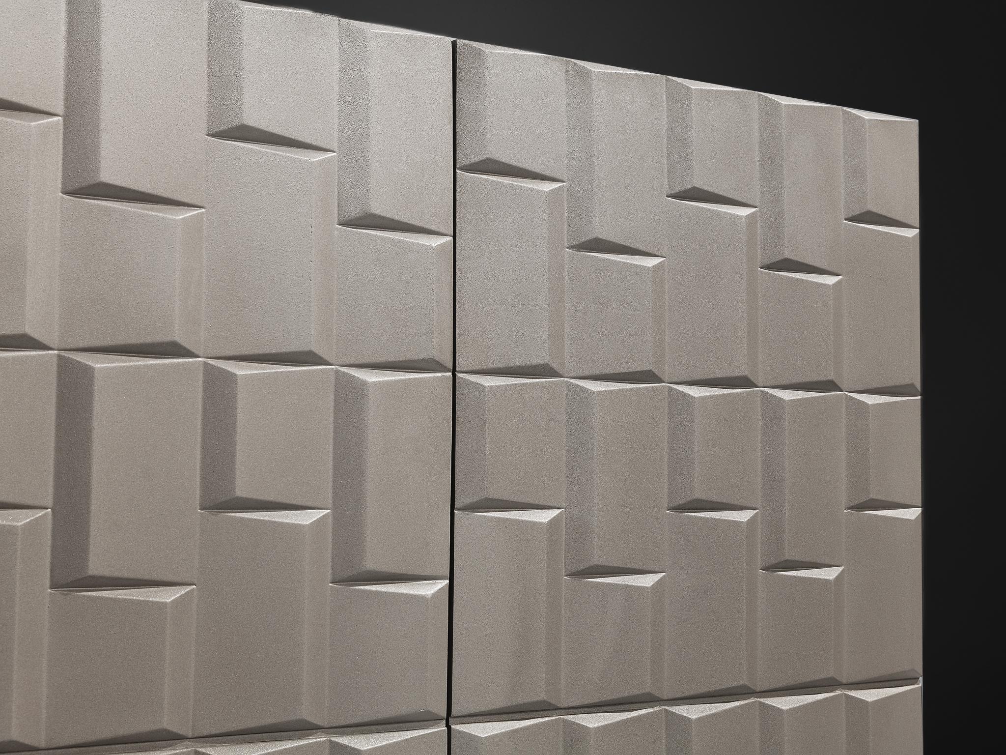 Aluminum Brutalist Wall-Mounted Cabinet with Graphical Surface For Sale