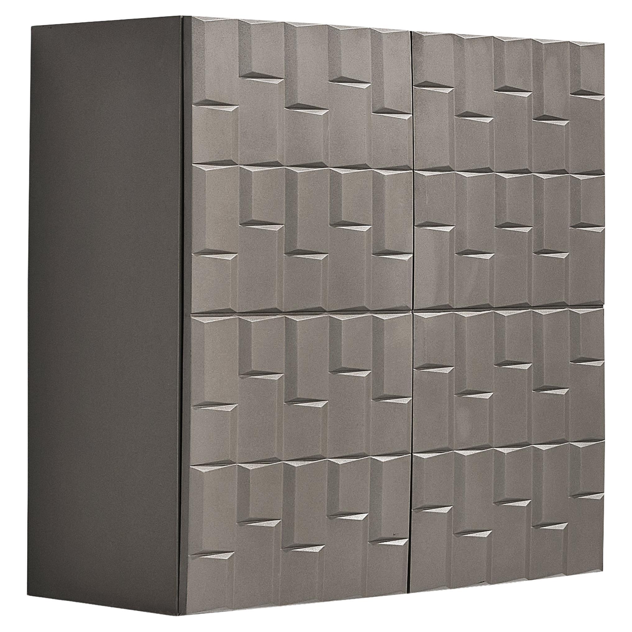 Brutalist Wall-Mounted Cabinet with Graphical Surface  For Sale