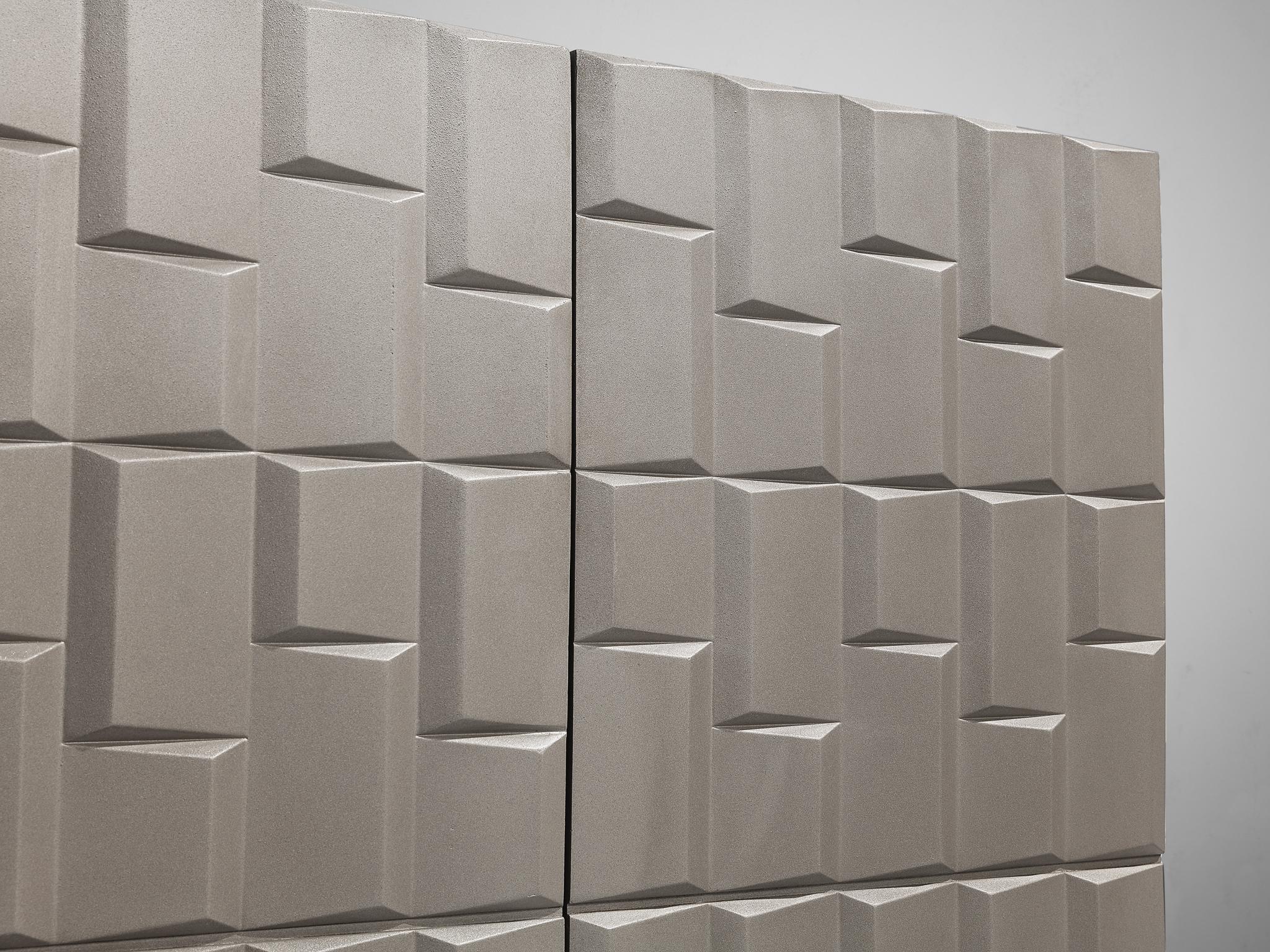 Brutalist Wall-Mounted Cabinet with Graphical Surface 2