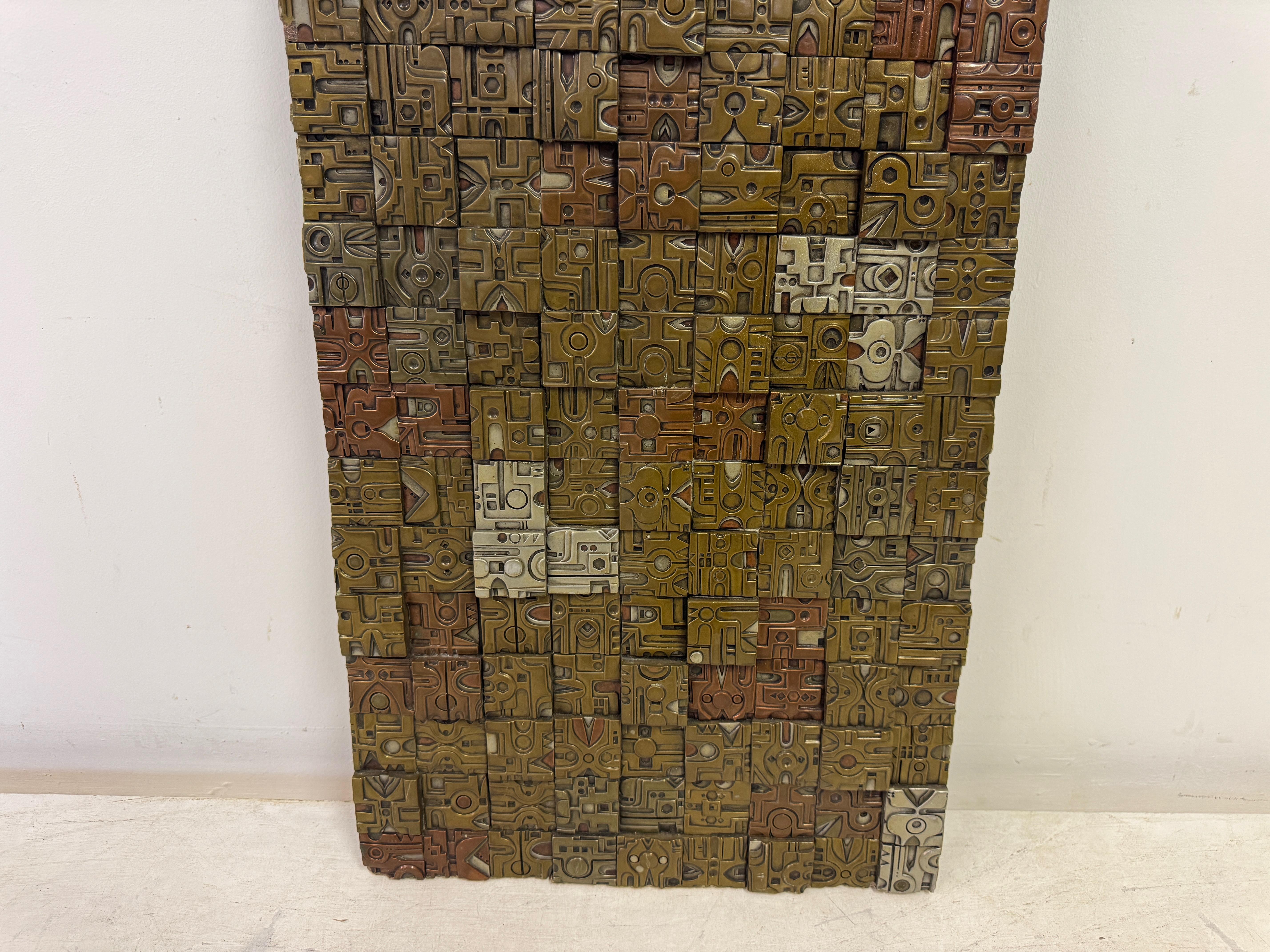 Metal Brutalist Wall Sculpture by Giovanni Schoeman For Sale