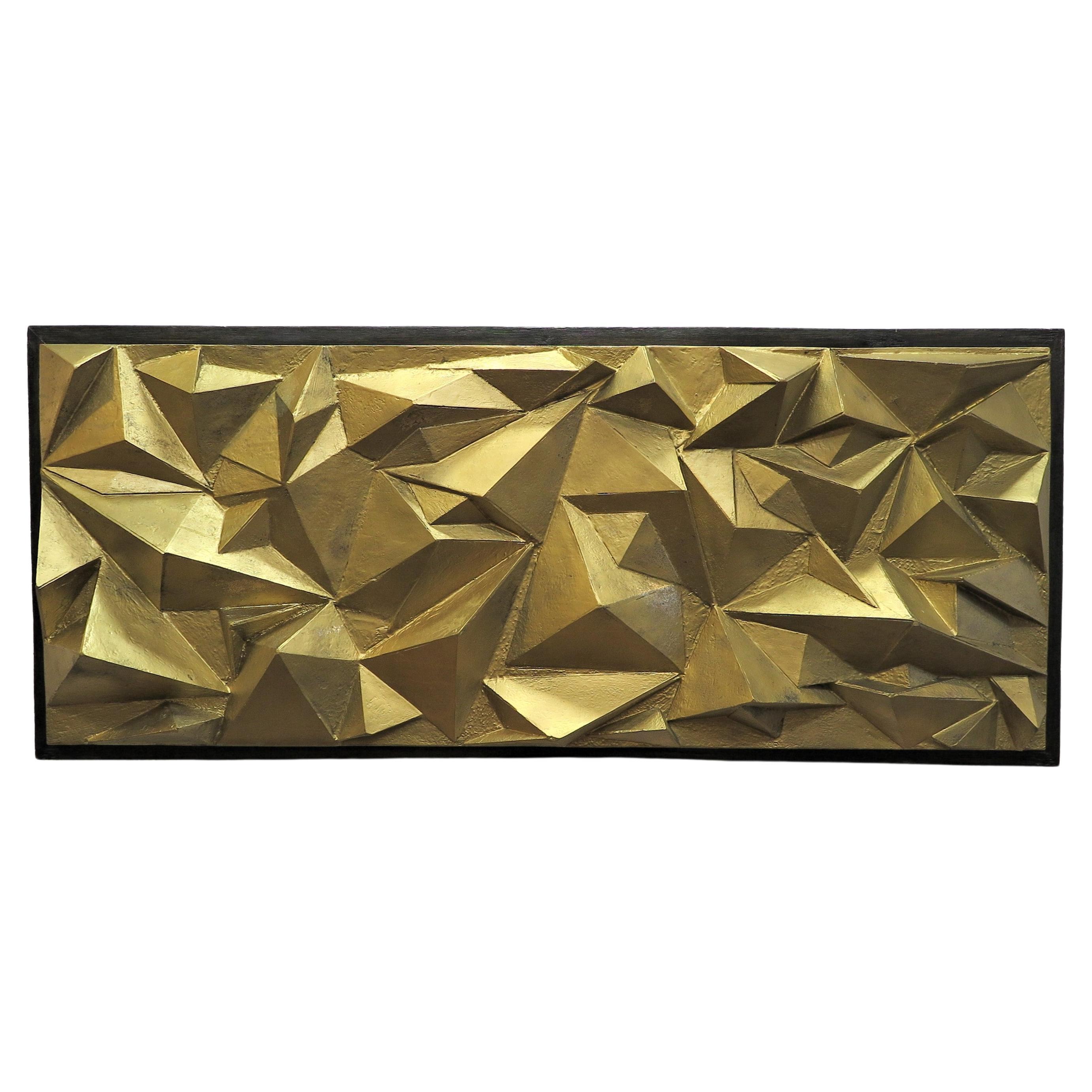 A midcentury Brutalist wall sculpture of the period. Brutalist Abstract Wall Art Sculpture made of fiberglass. Large scale Brutalist Sculpture of abstract protruding geometric polygon shapes and triangular 3D pyramid shapes presented as scalene