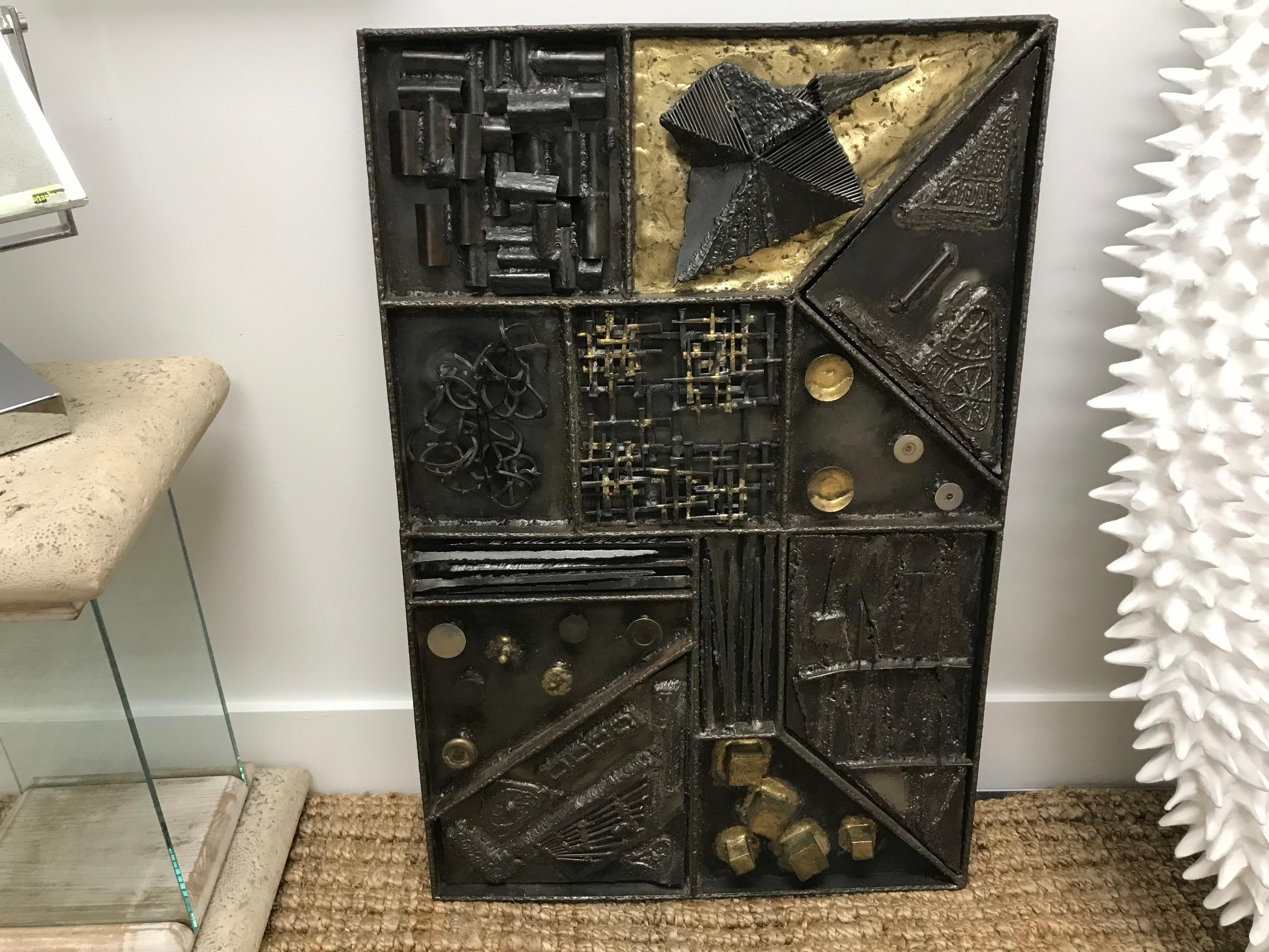 Steel Brutalist Wall Sculpture For Sale