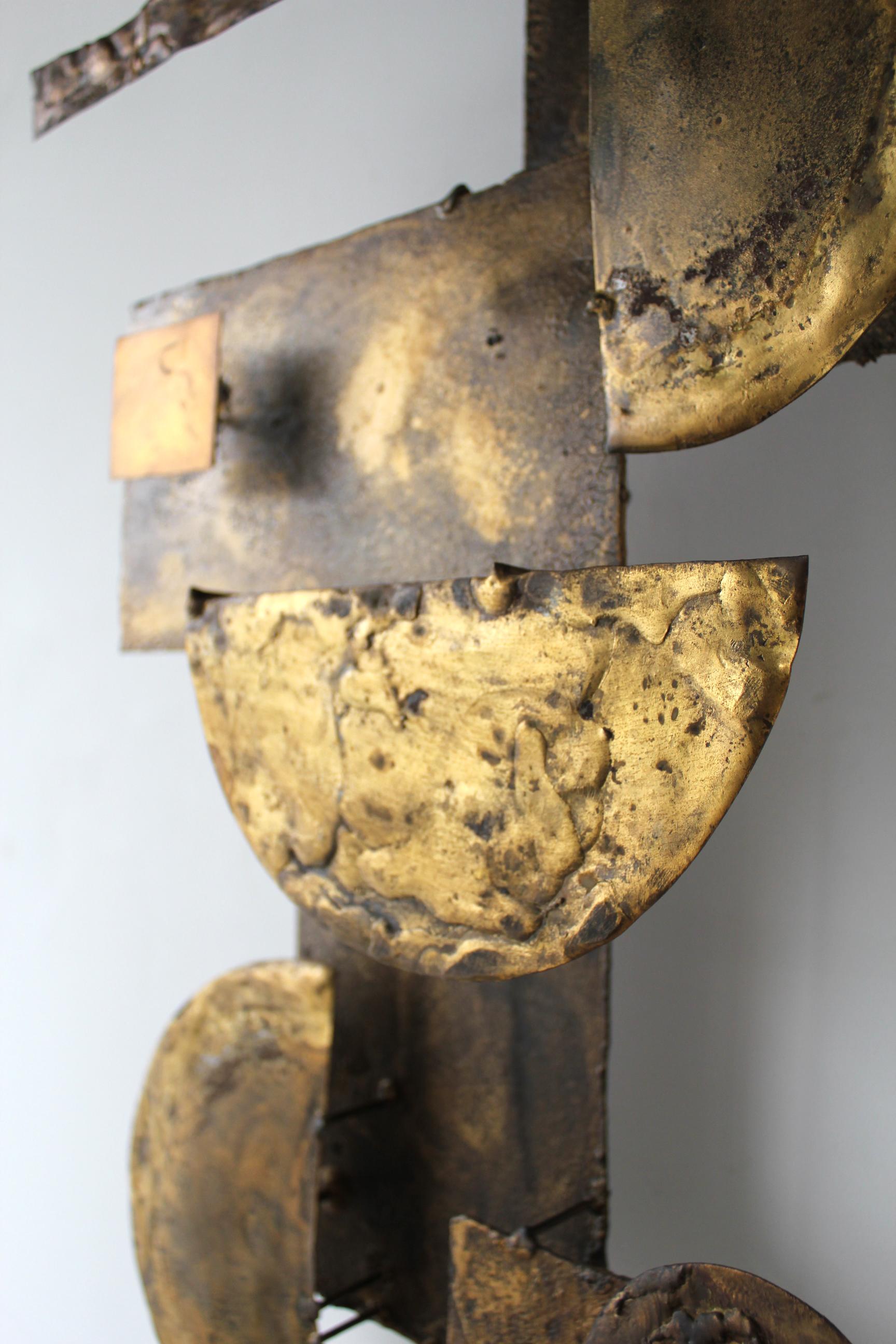 Brutalist Wall Sculpture in Mixed Metals Brass Bronze Copper 1960 Stuart Mathews 4