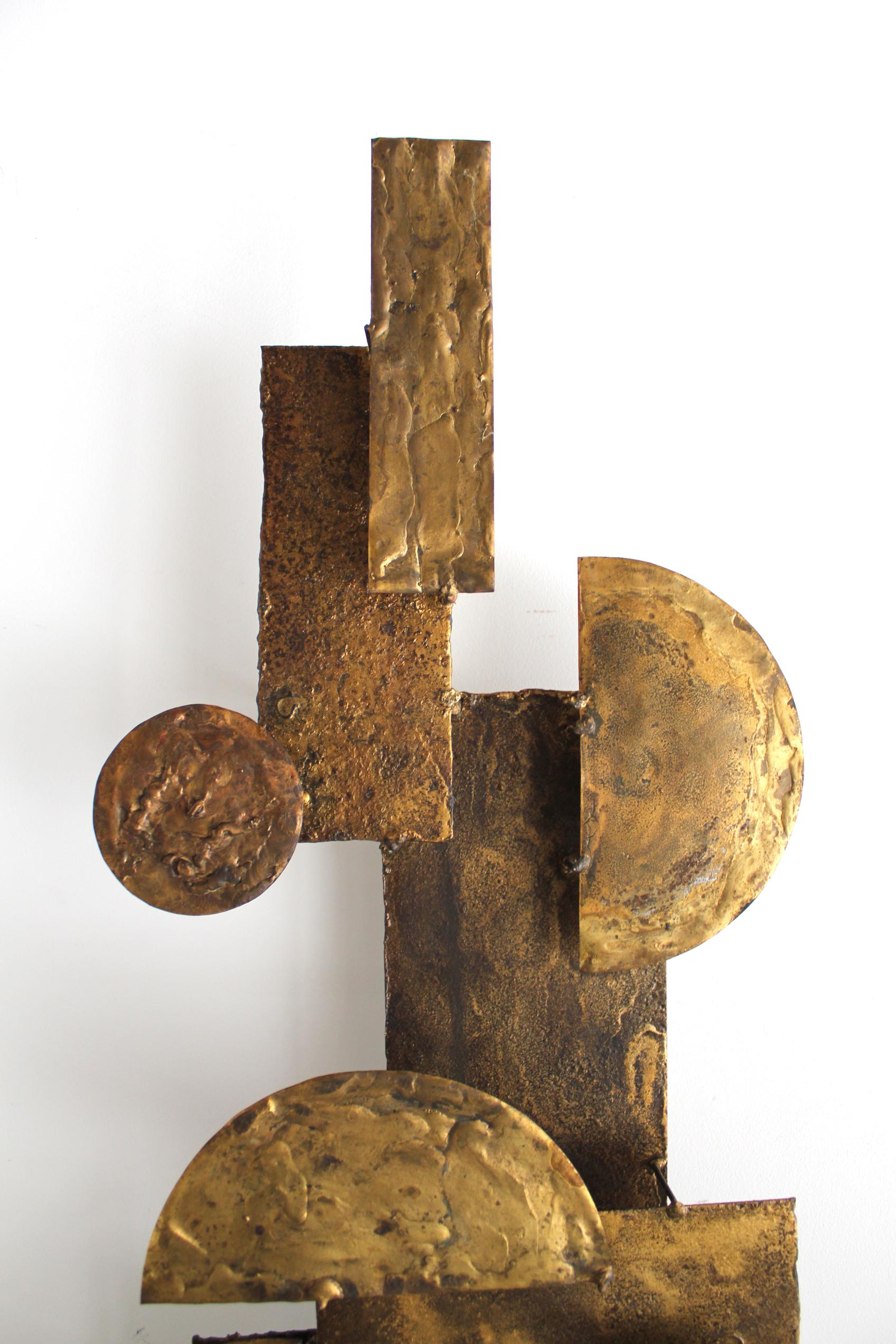 Brutalist Wall Sculpture in Mixed Metals Brass Bronze Copper 1960 Stuart Mathews 3