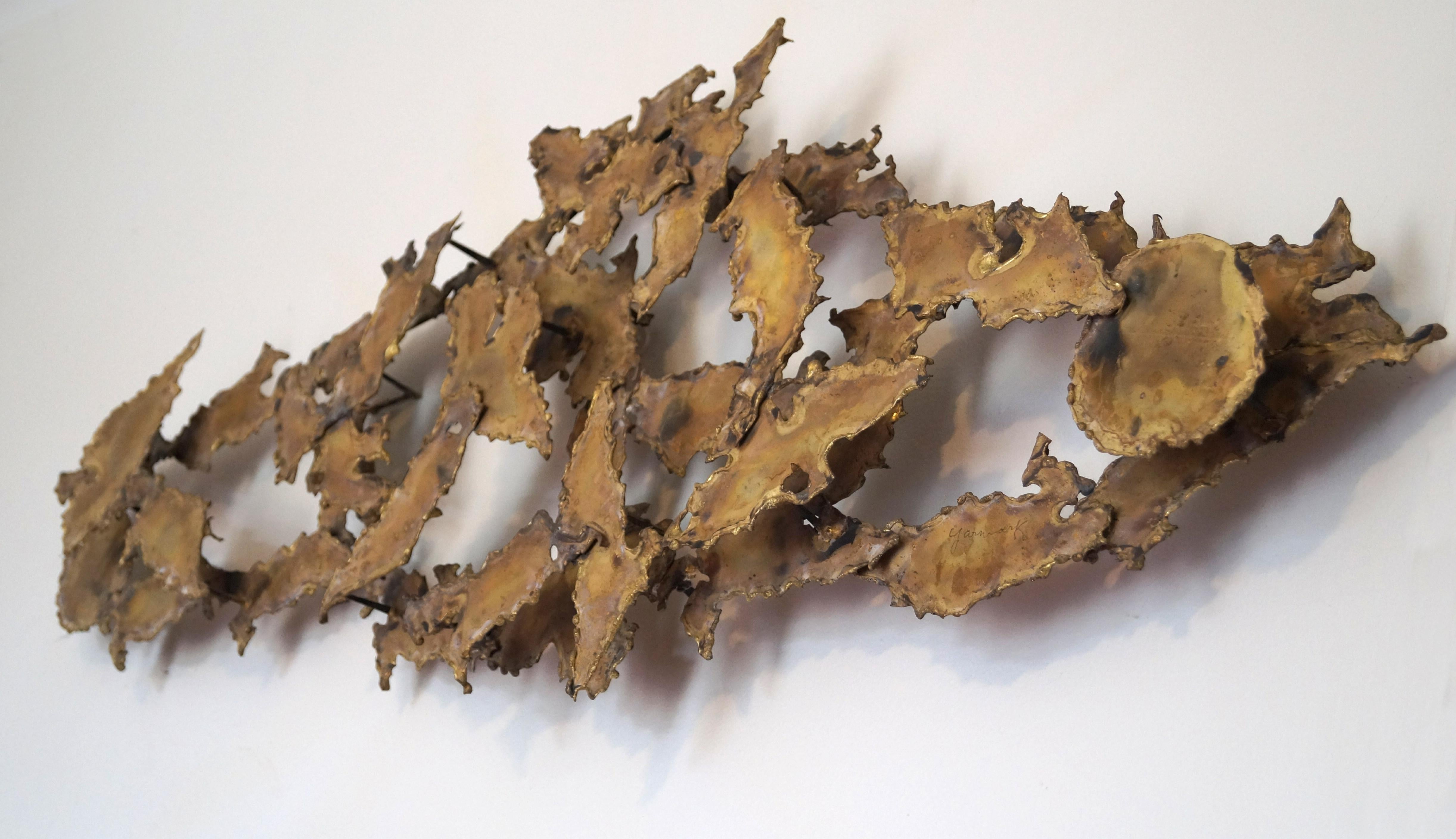 Mid-Century Modern Brutalist Wall Sculpture in the Manner of Curtis C. Jere or Silas Seandel Signed For Sale