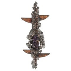 Brutalist Wall Sculpture with Amethyst Inlay by Marc D’haenens, 1970s