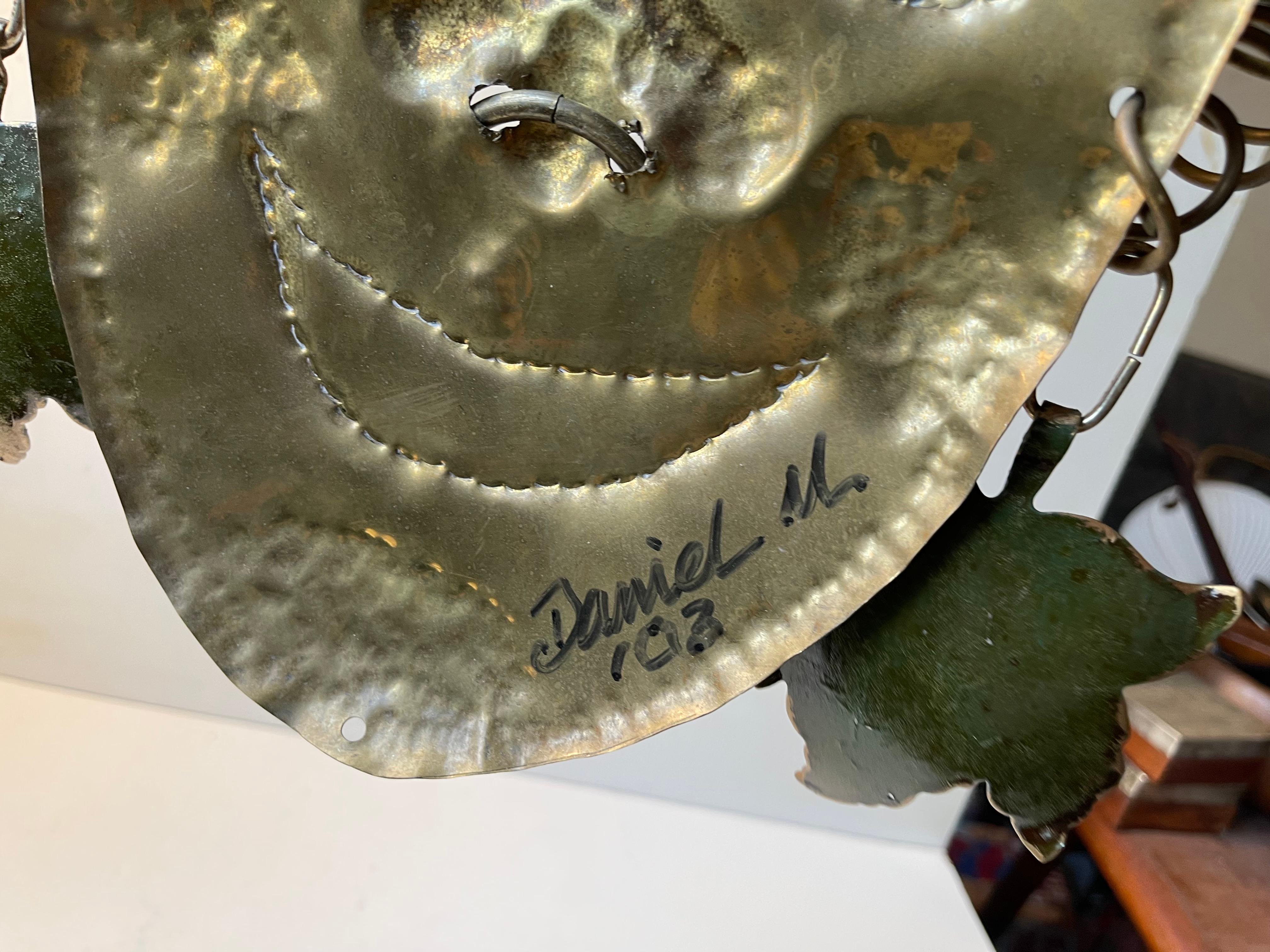 Brutalist Wall Warrior w. Nose & Earrings in Re-purposed Brass For Sale 3