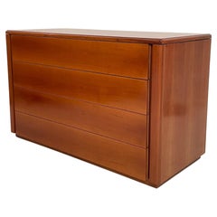 Brutalist Walnut Chest of Drawers in Solid Brown Walnut, Italy, 1980s