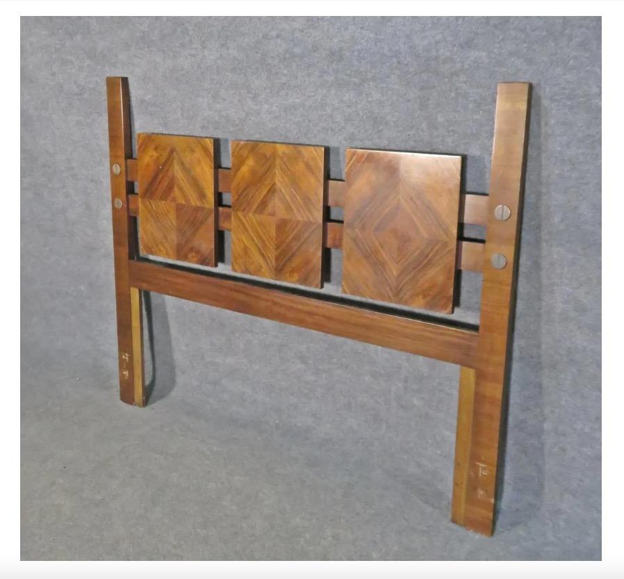 Mid-Century Modern Brutalist Walnut Headboard by Lane Furniture