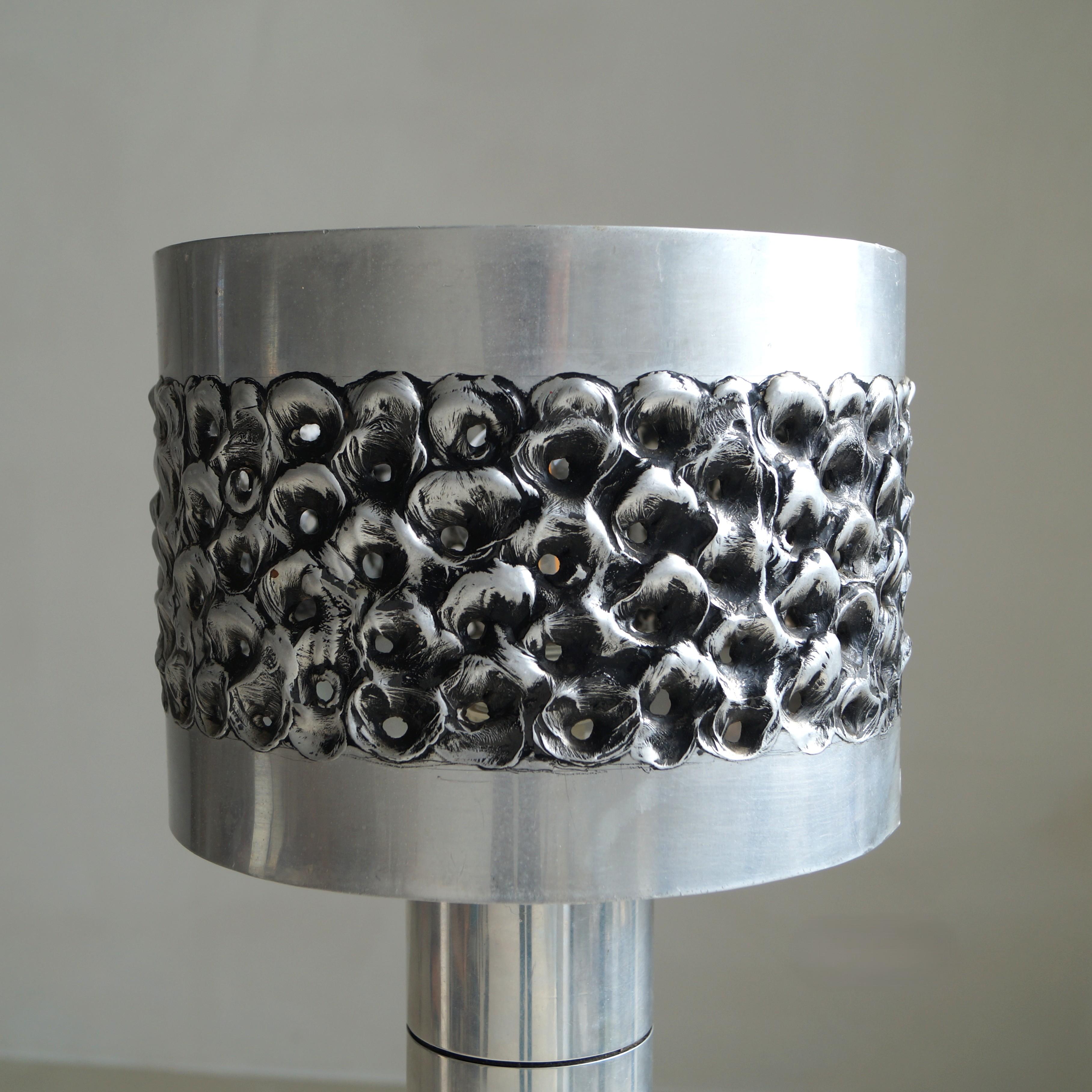 Welded Brutalist welded aluminium table lamp by Willy Luyckx for Aluclair, 1960s