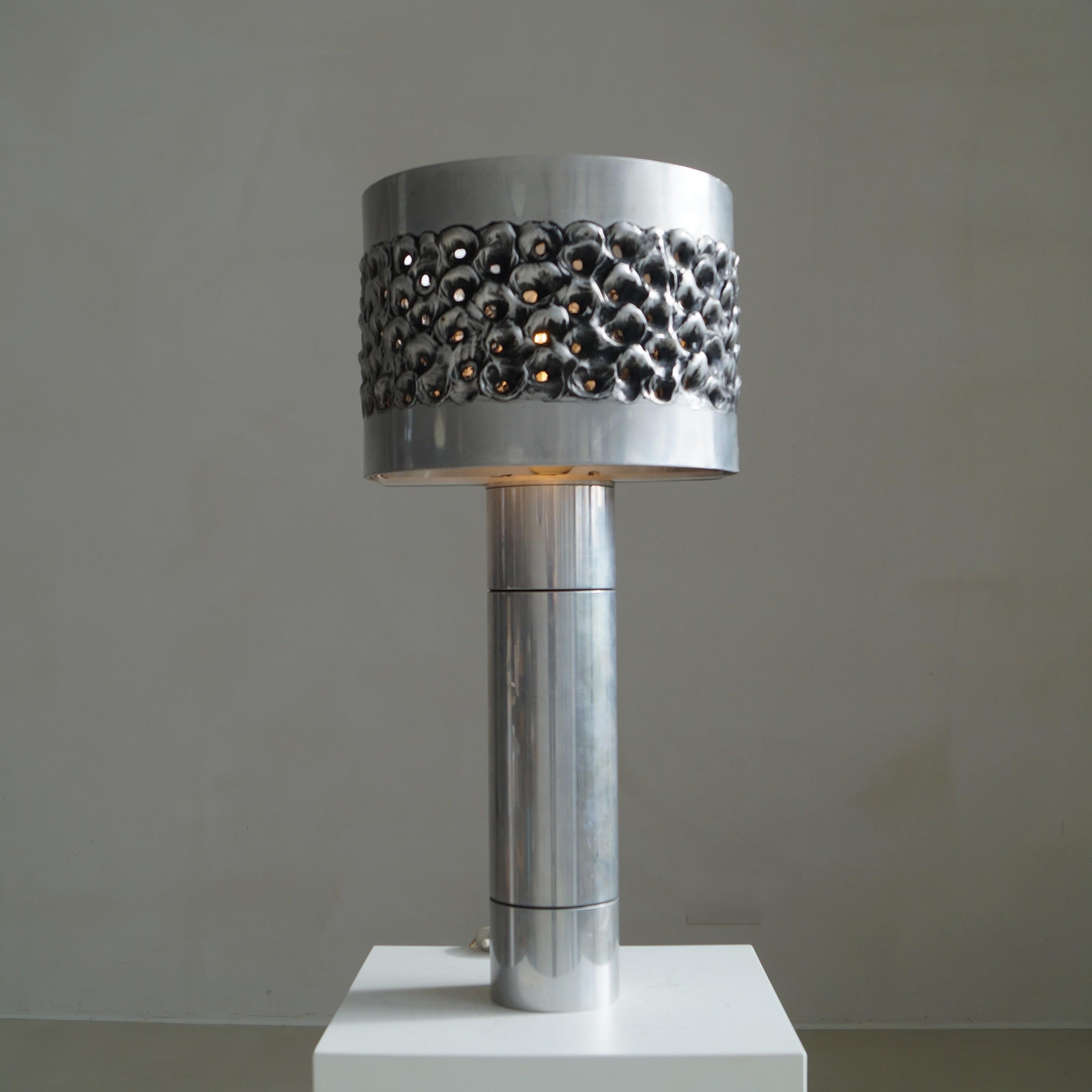Metal Brutalist welded aluminium table lamp by Willy Luyckx for Aluclair, 1960s