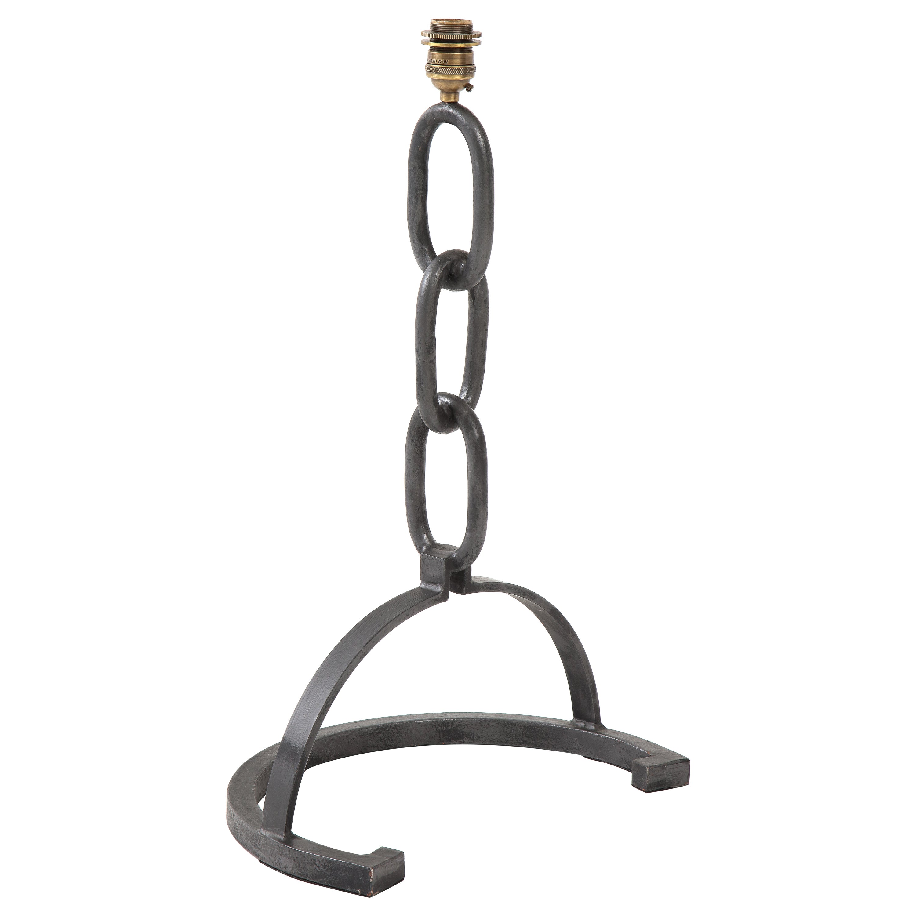 Brutalist Welded Chain Iron Table Lamp - France 1970's