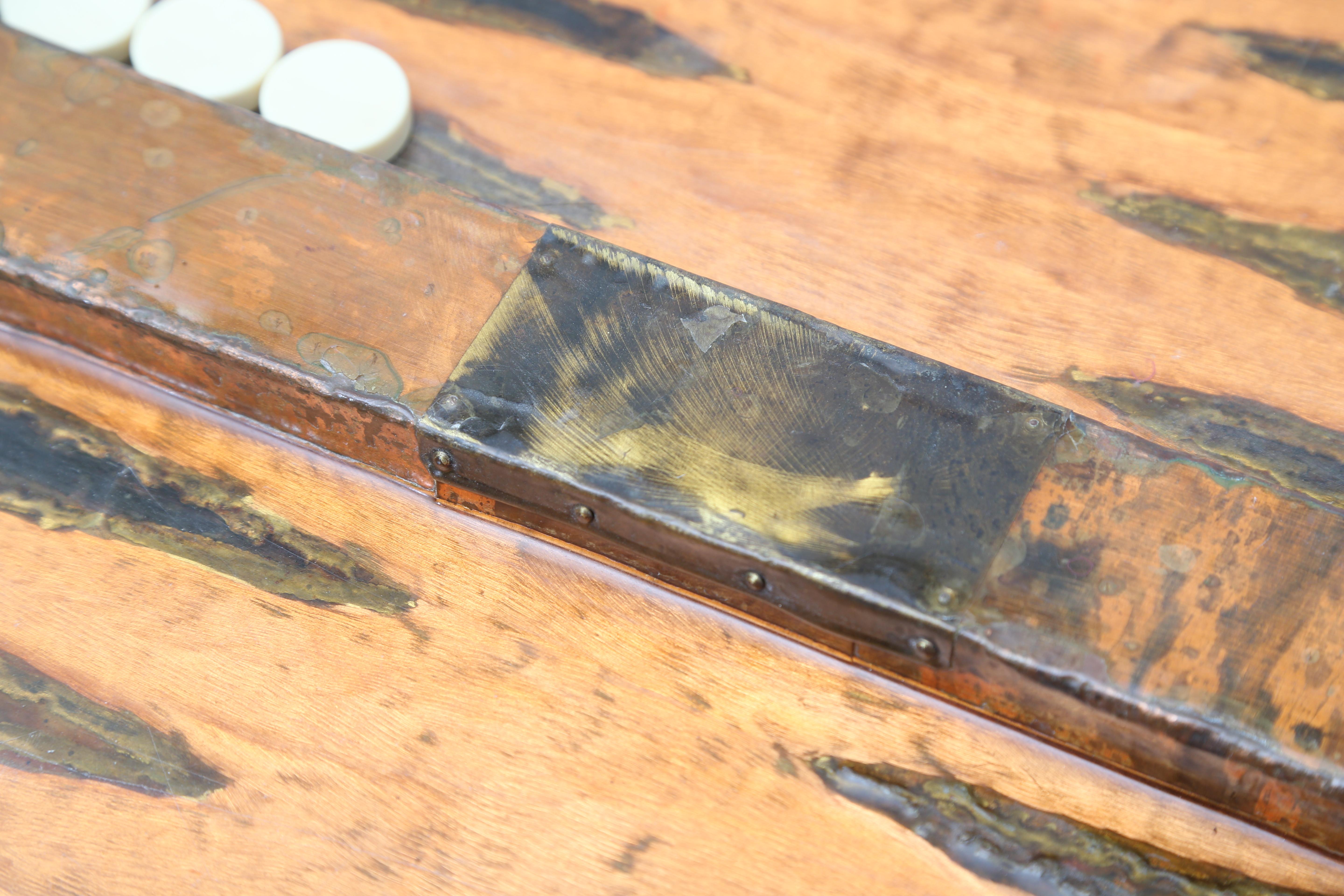 Brutalist Welded Copper Backgammon Table 6