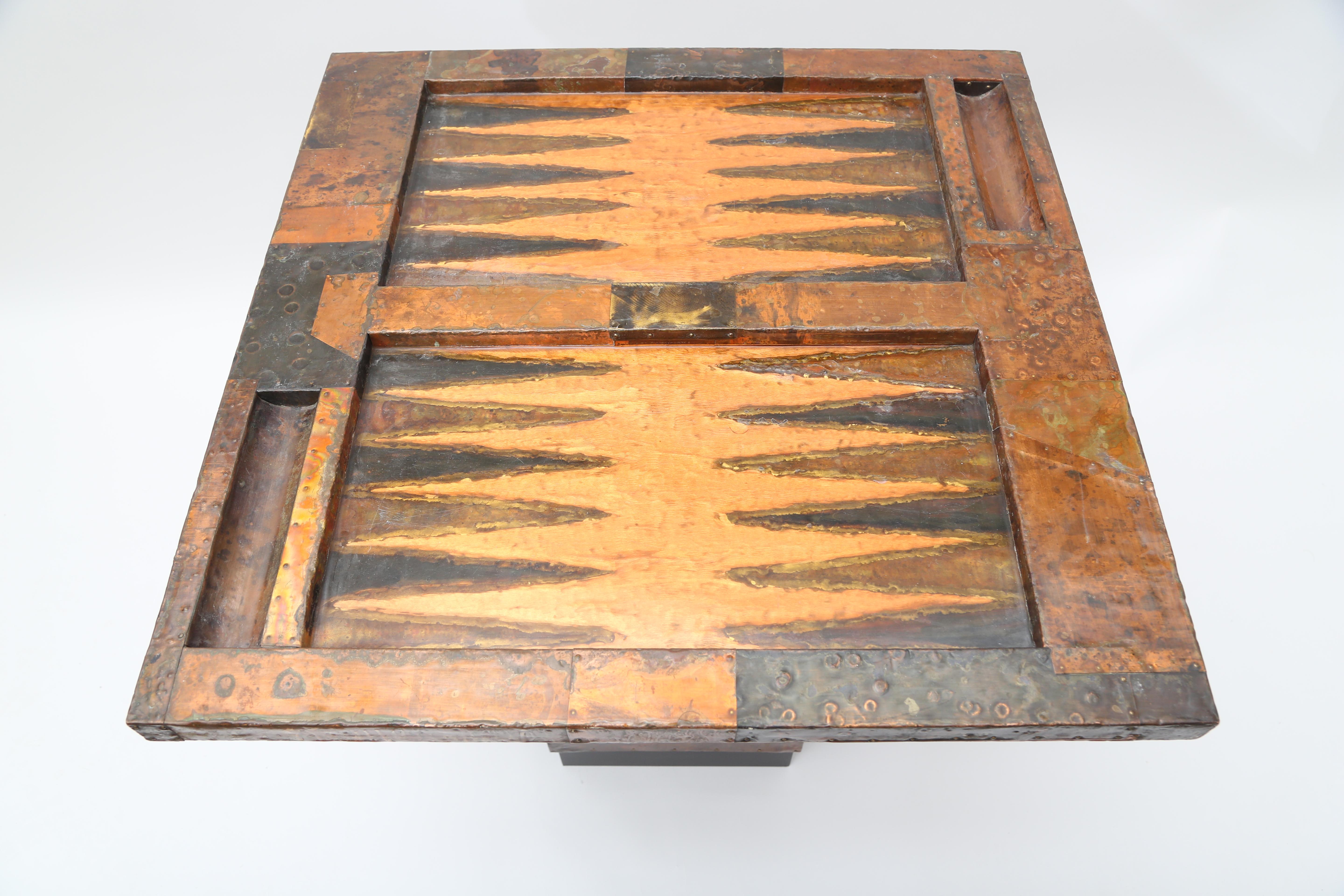 Brutalist Welded Copper Backgammon Table 7