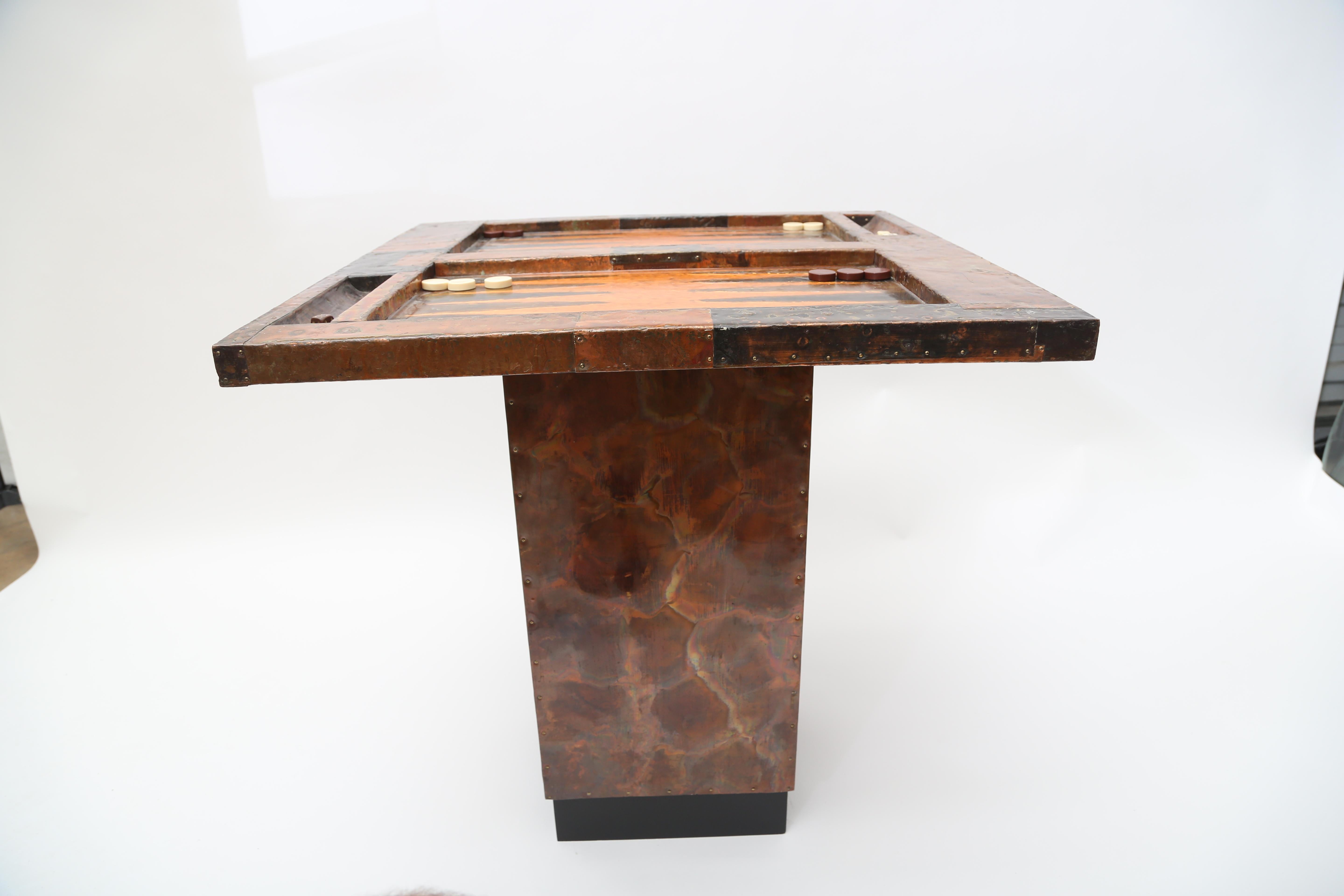 Late 20th Century Brutalist Welded Copper Backgammon Table