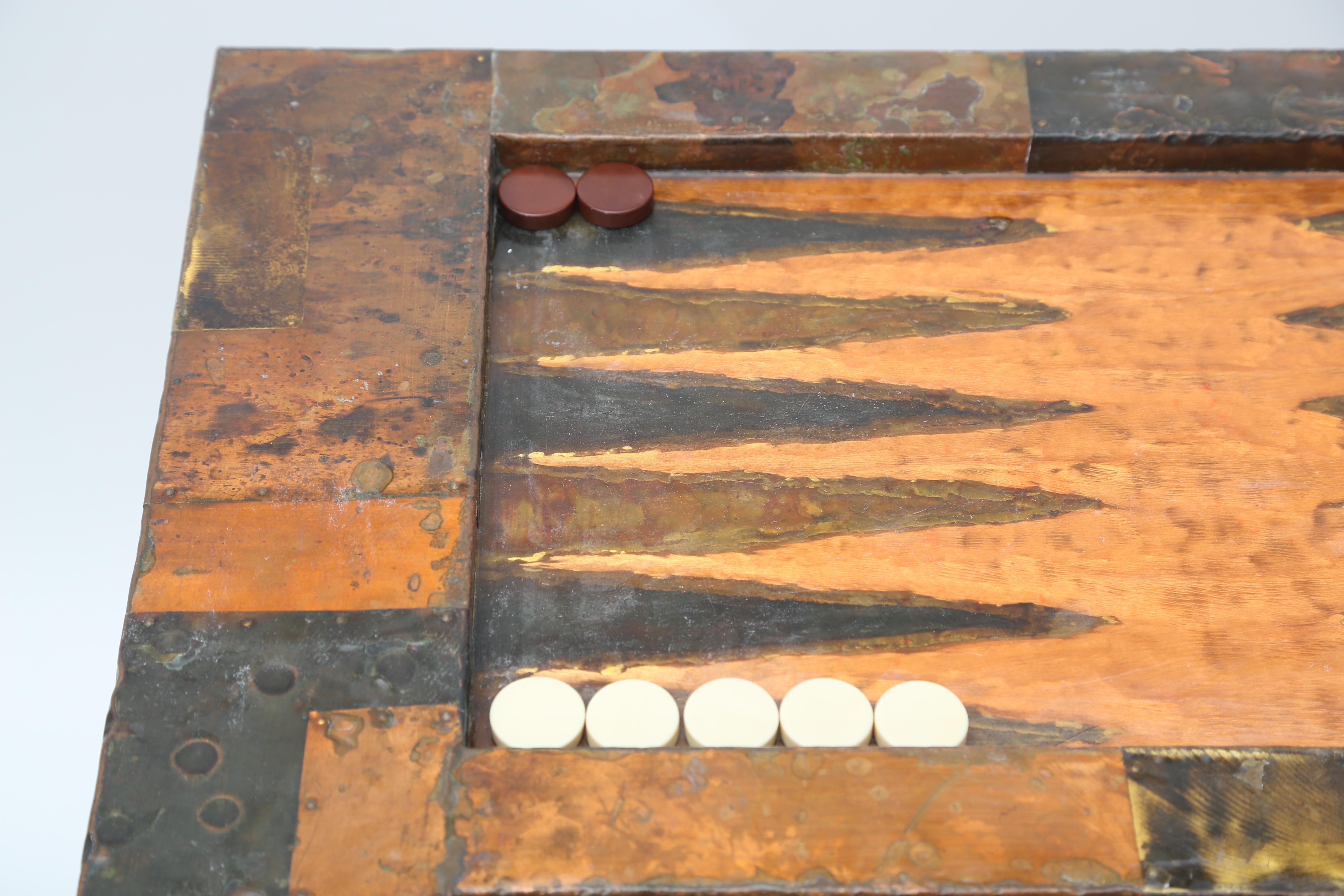Brutalist Welded Copper Backgammon Table 2