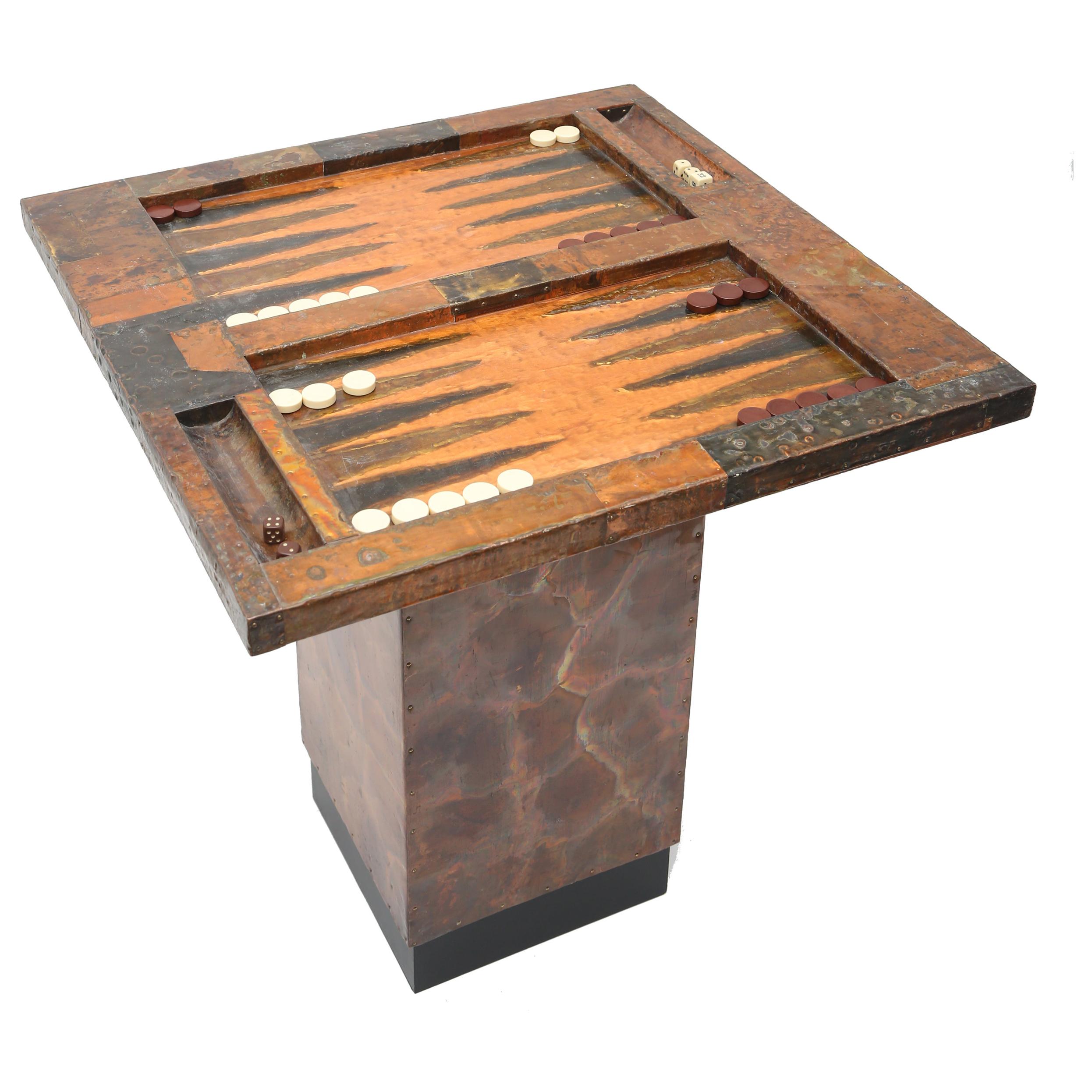 Brutalist Welded Copper Backgammon Table